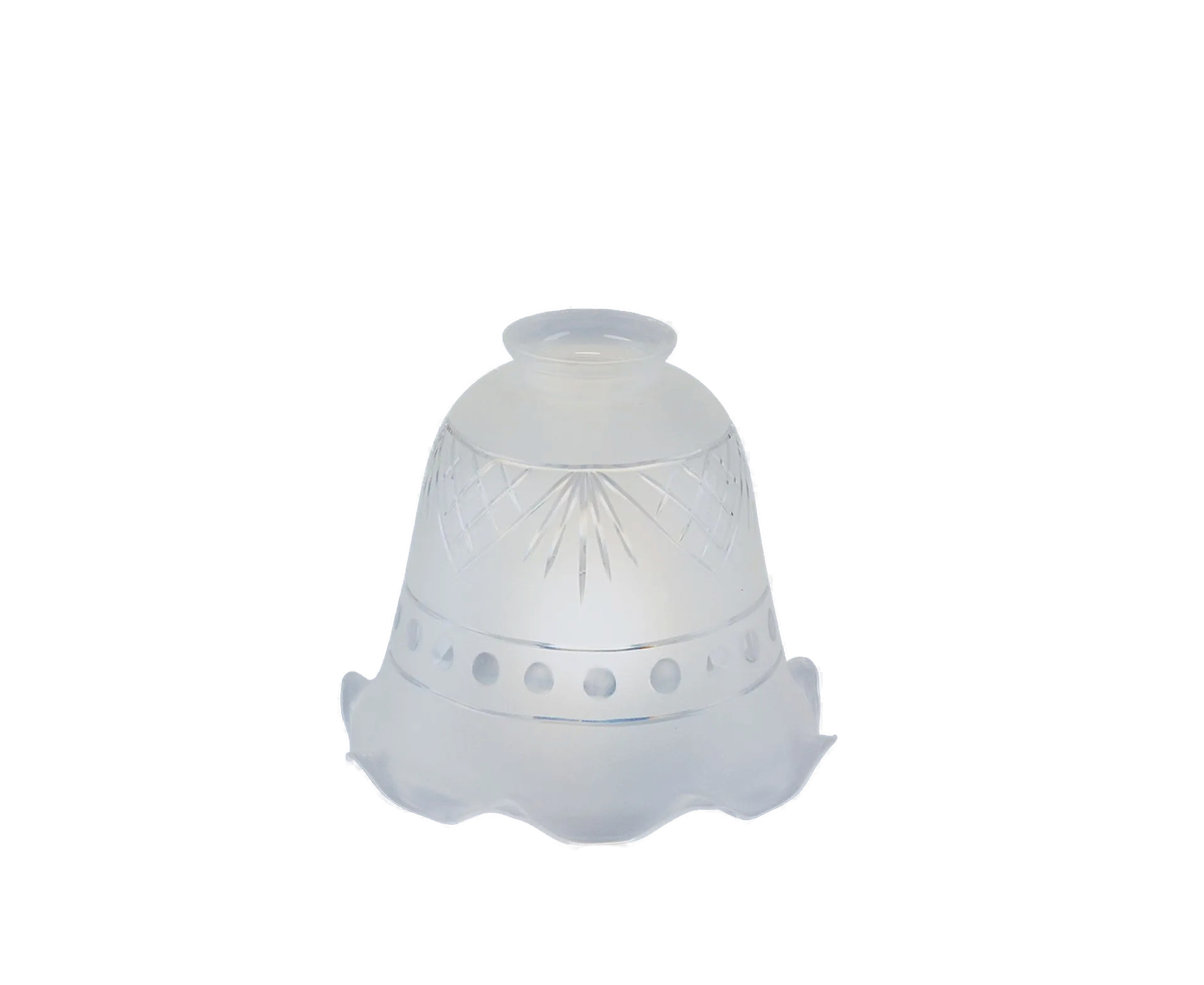 Berliner Messinglampen Glasschirm Nr. 20 Glockenform, Kristallglas matt mit Schliff