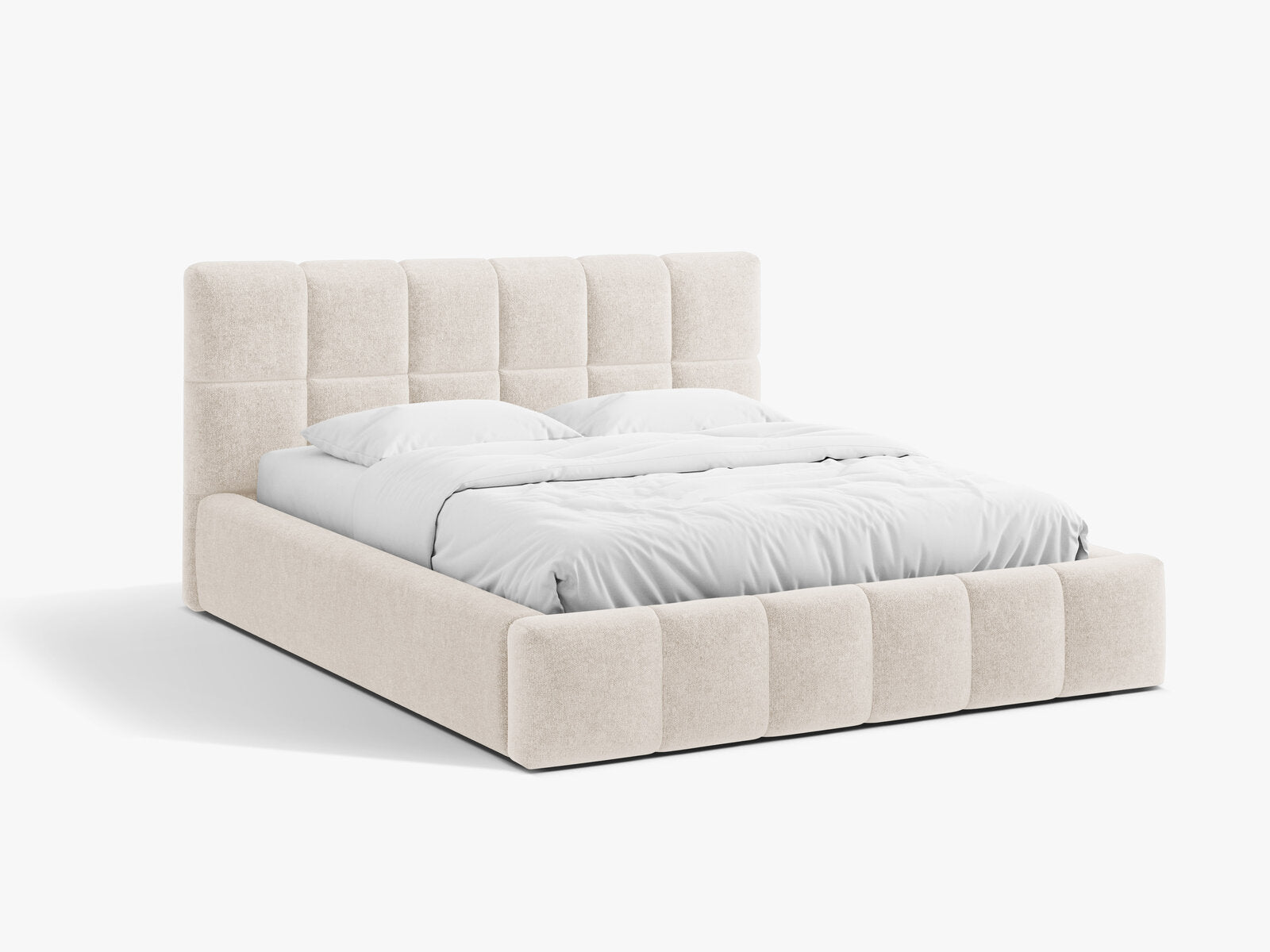Micadoni Stauraumbett mit Kopfteil Bellis Chenille Eden Helles Beige
