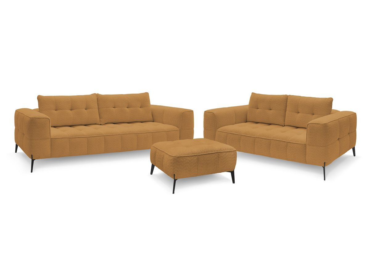 Bobochic Anis Sofa 5-Sitzer mit Pouf Bouclé-Stoff Gelb