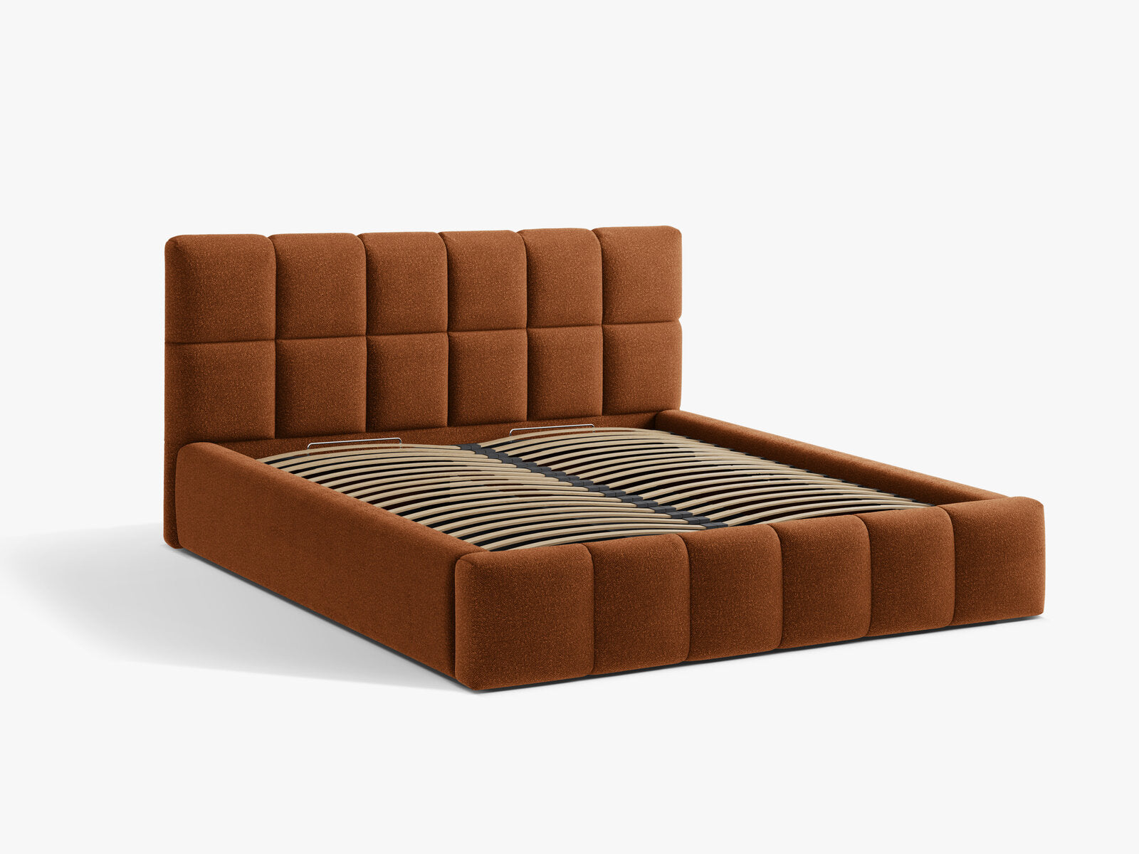 Micadoni Stauraumbett mit Kopfteil Bellis Boucle Baloo Terrakotta