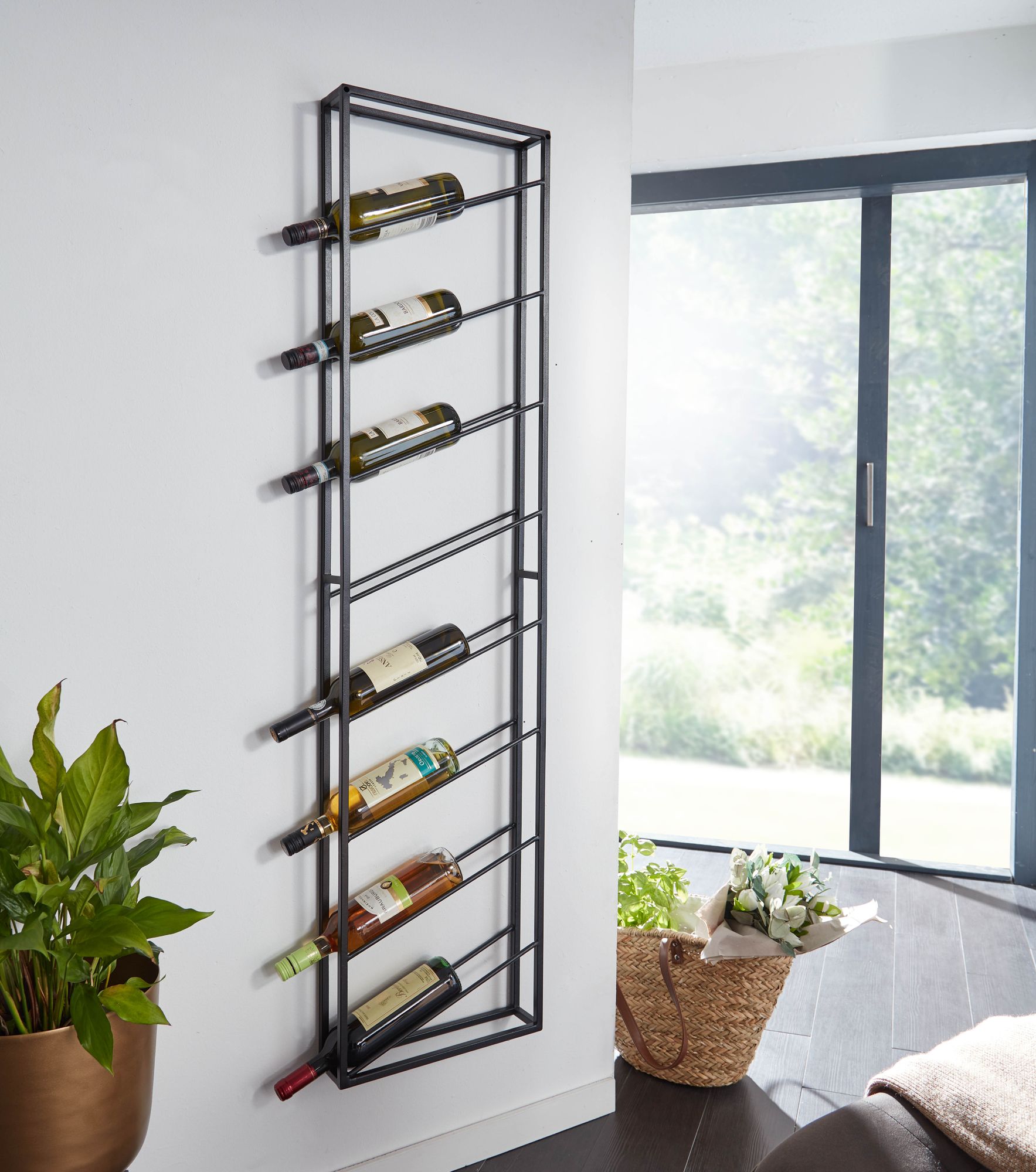 Flaschenregal Akrehamn Metall Schwarz 36 × 8 × 150 cm