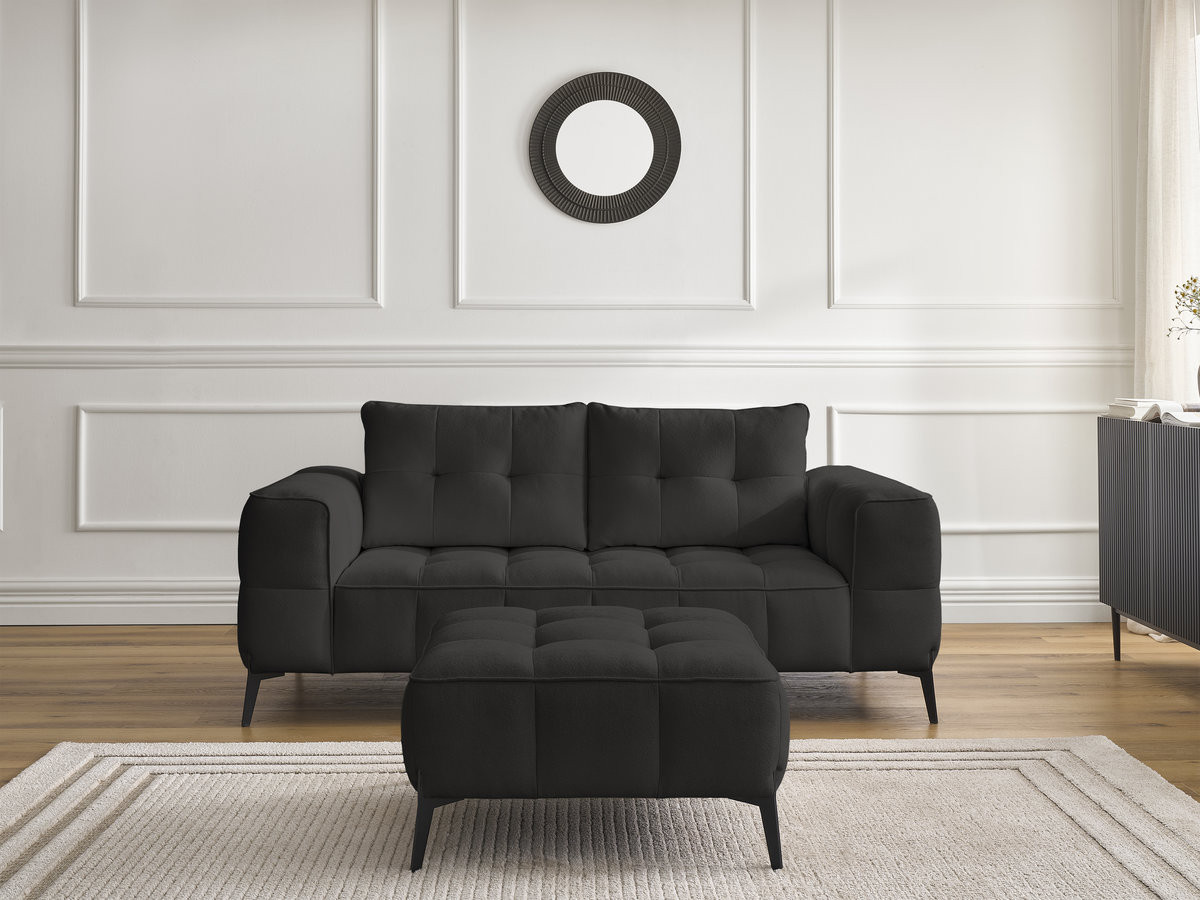 Bobochic Anis Sofa 2-Sitzer mit Pouf Strukturstoff Schwarz