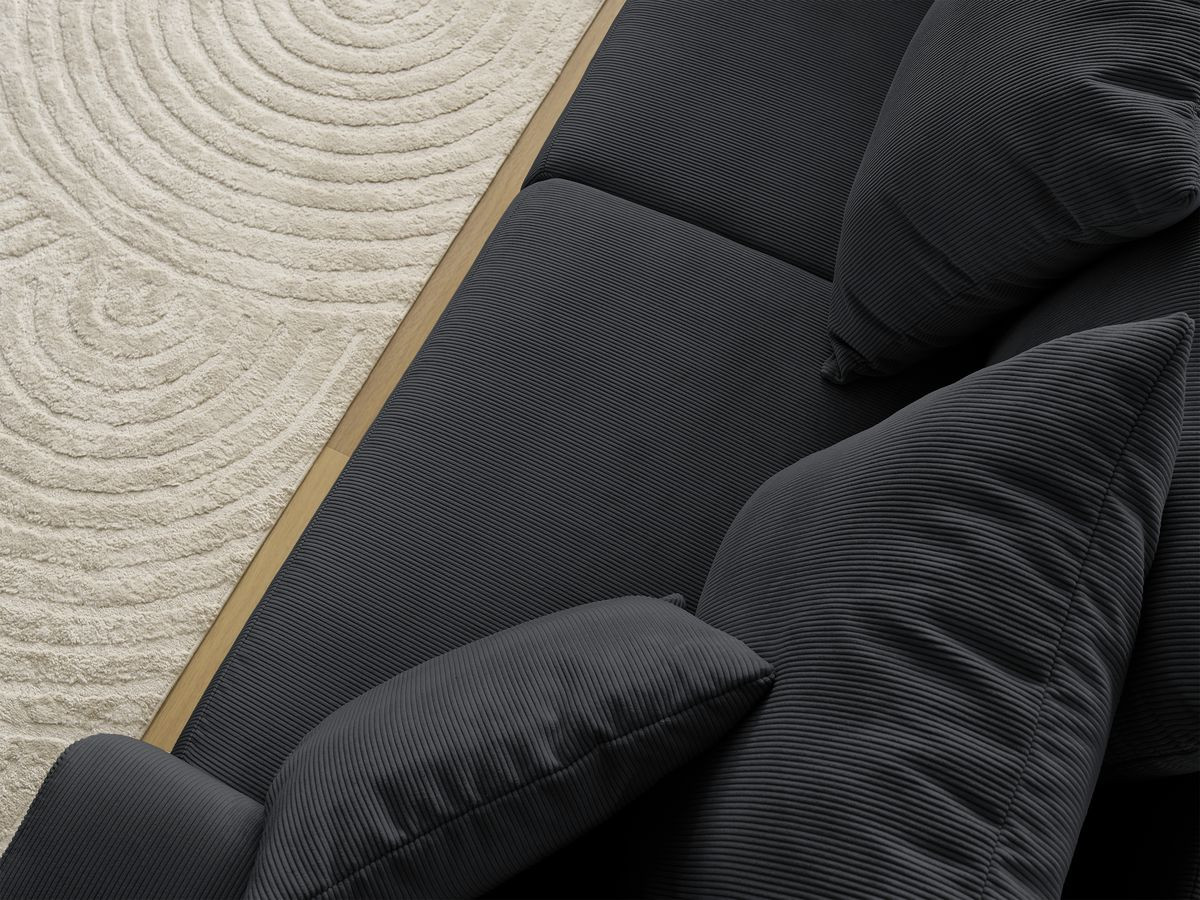 Bobochic Sidonie Sofa 3-Sitzer Cordsamt Schwarz