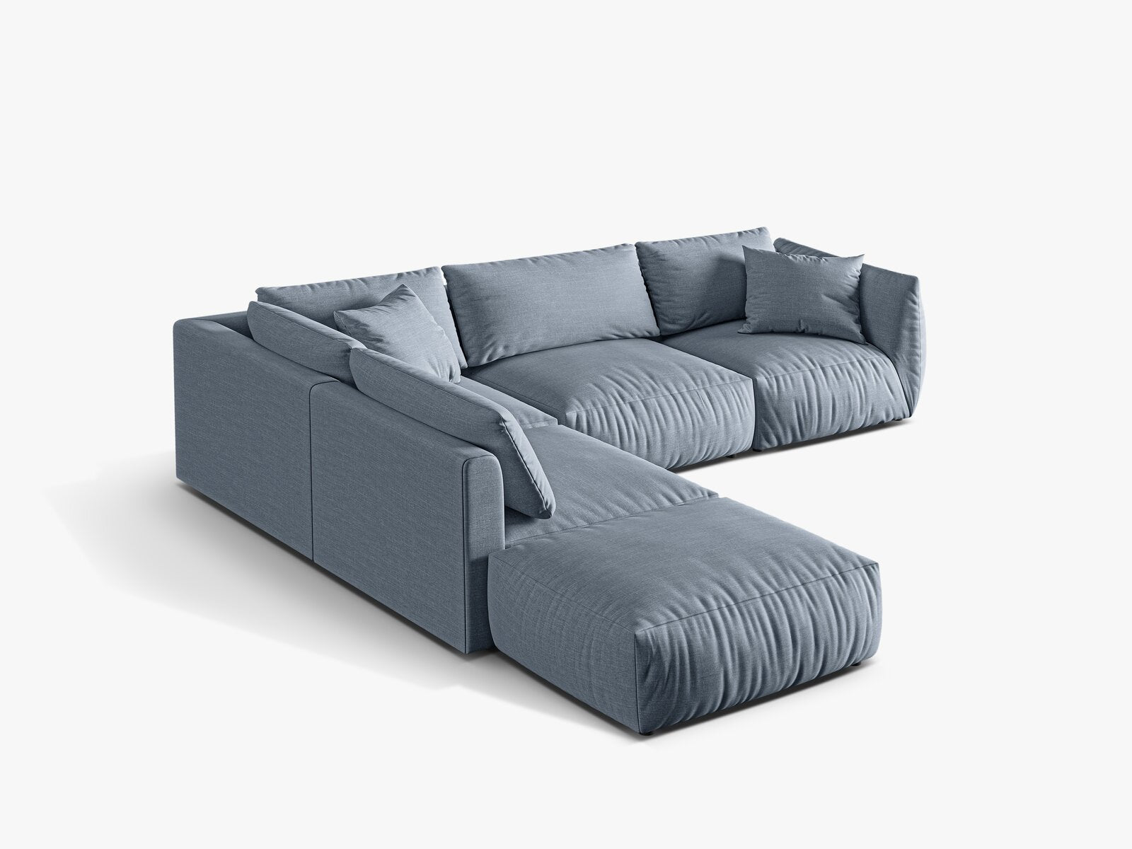 Micadoni Modulares Ecksofa Chris 4-Sitzer Links Strukturierter Stoff Gedämpftes Blau
