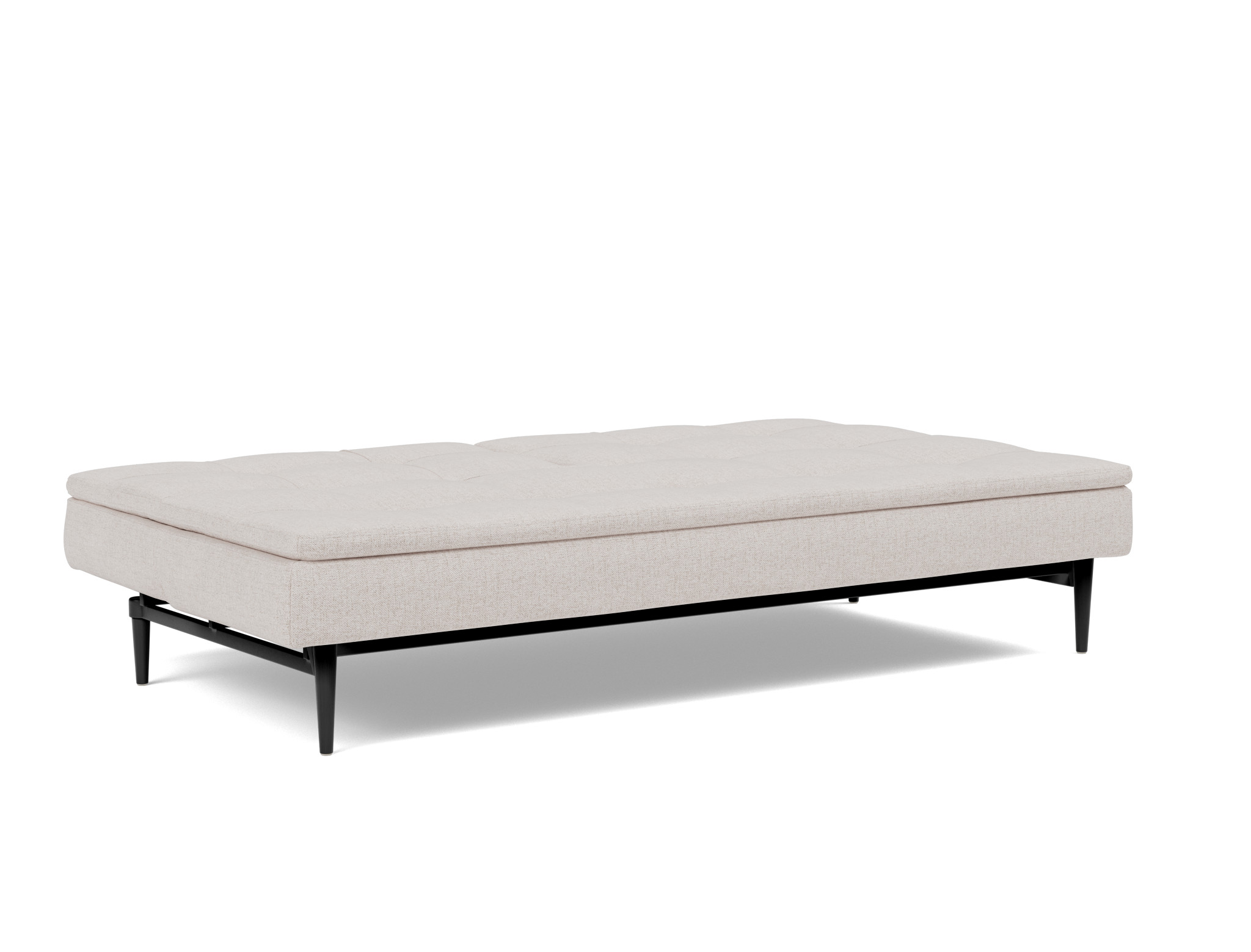 Schlafsofa Dublexo Strukturierter Stoff Weda 300-Weda-Sand Beine Styletto Eiche schwarz