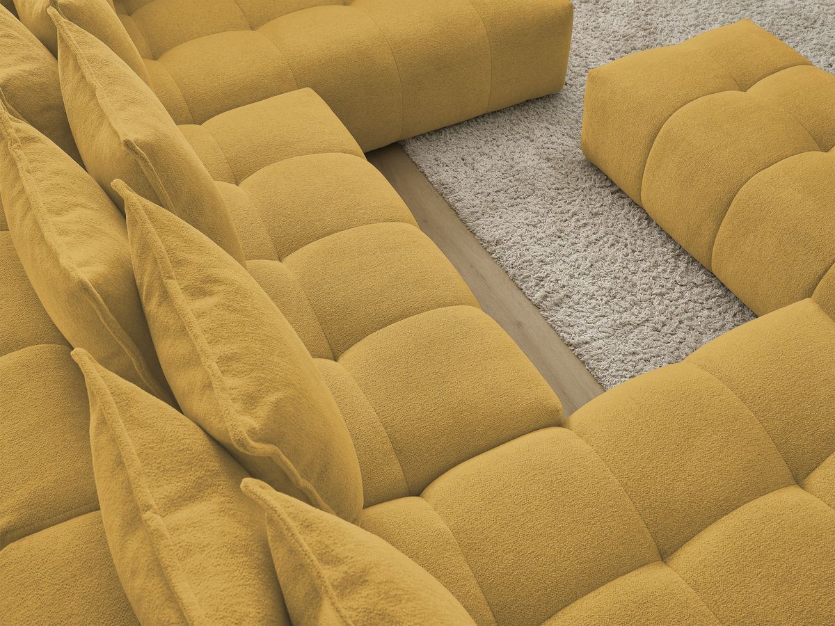 Bobochic Everest Wohnlandschaft mit Pouf, 14 Kissen Melange-Stoff Gelb Ecke links