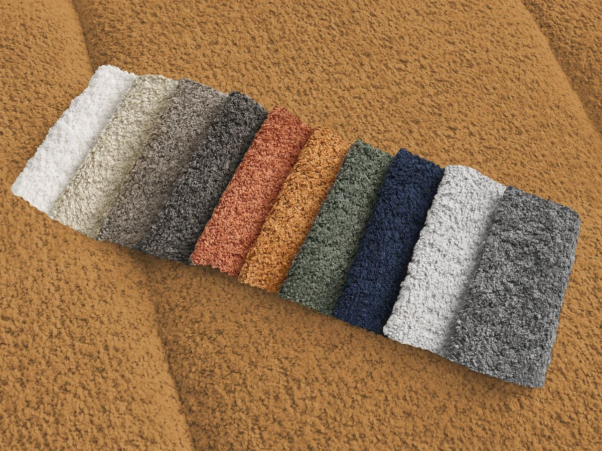 Bobochic Pamira Sofa 3-Sitzer mit Pouf Bouclé-Stoff Gelb
