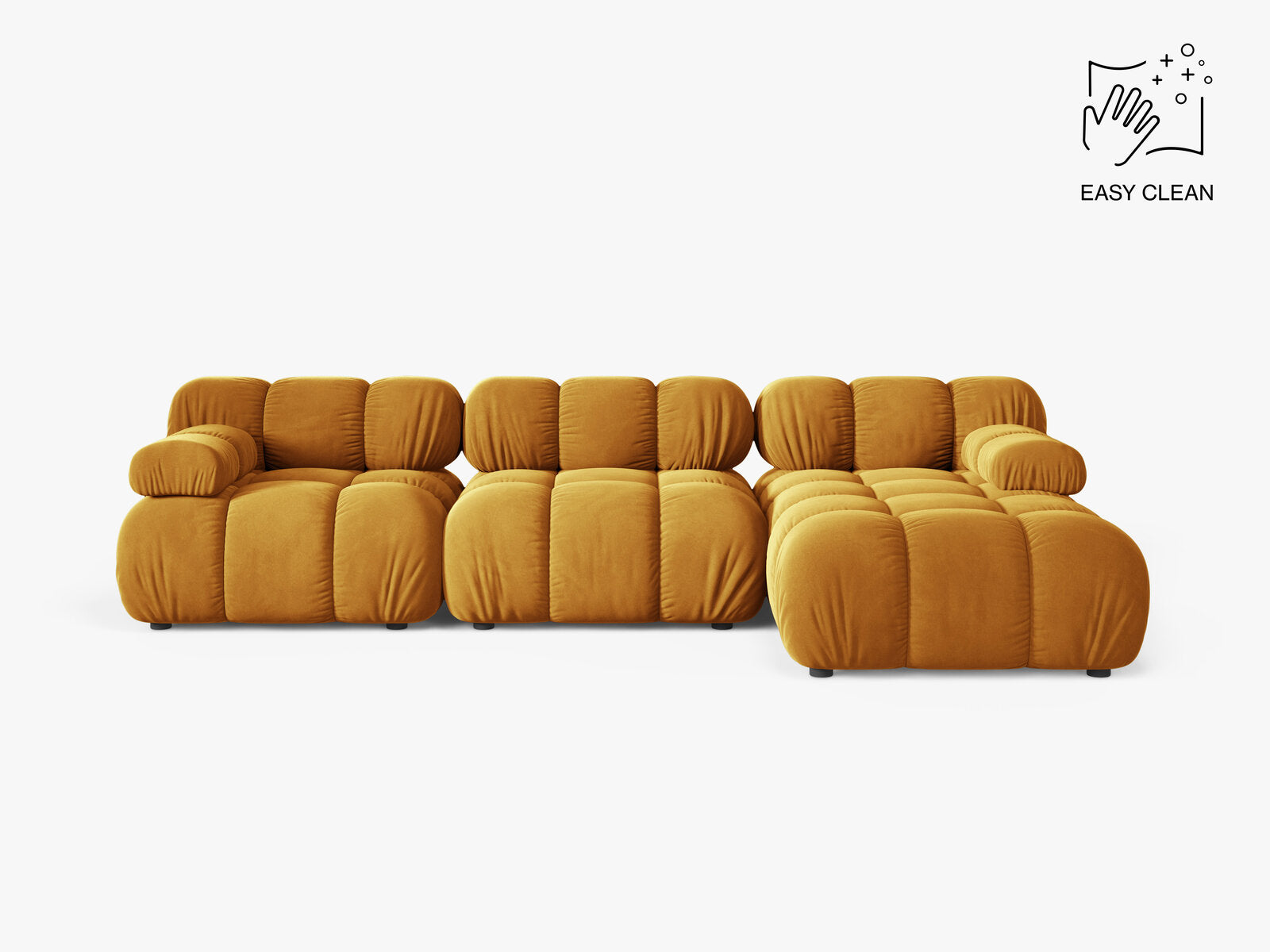 Micadoni Modulares Ecksofa Bellis 4-Sitzer Rechts Samt Venus Gelb