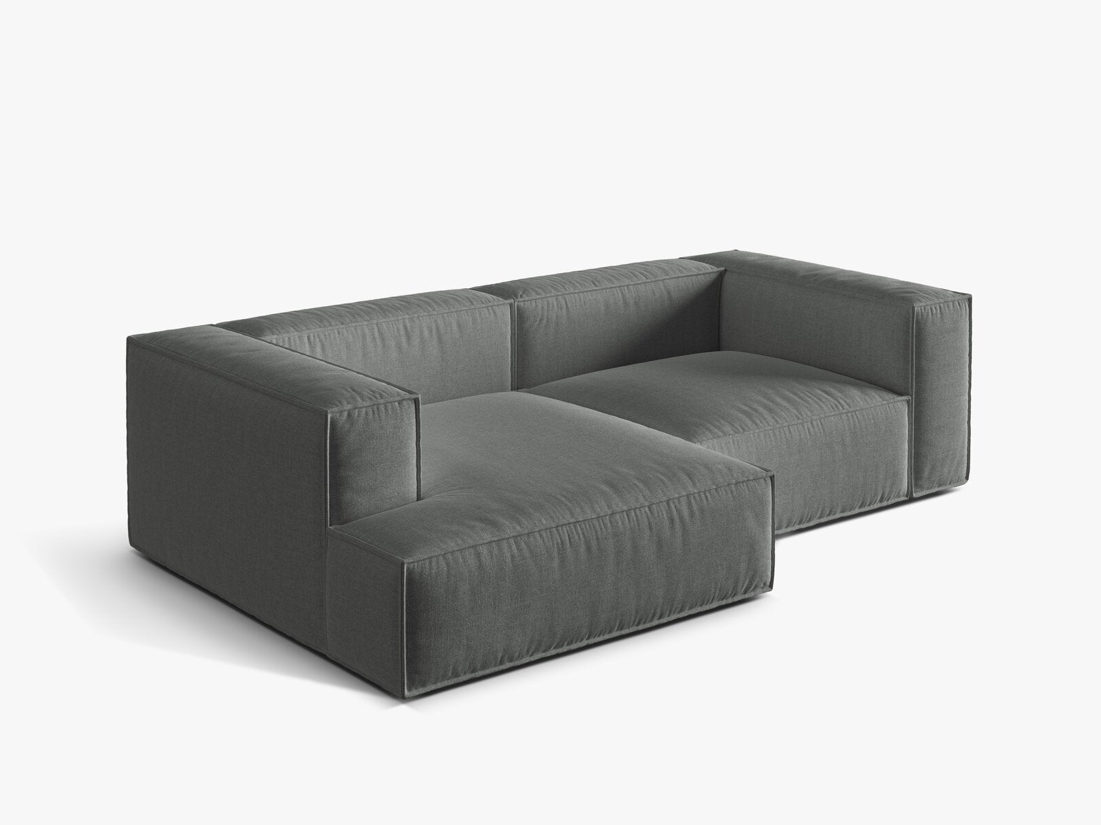 Micadoni Ecksofa Nuria 3-Sitzer Links Strukturierter Stoff Grau
