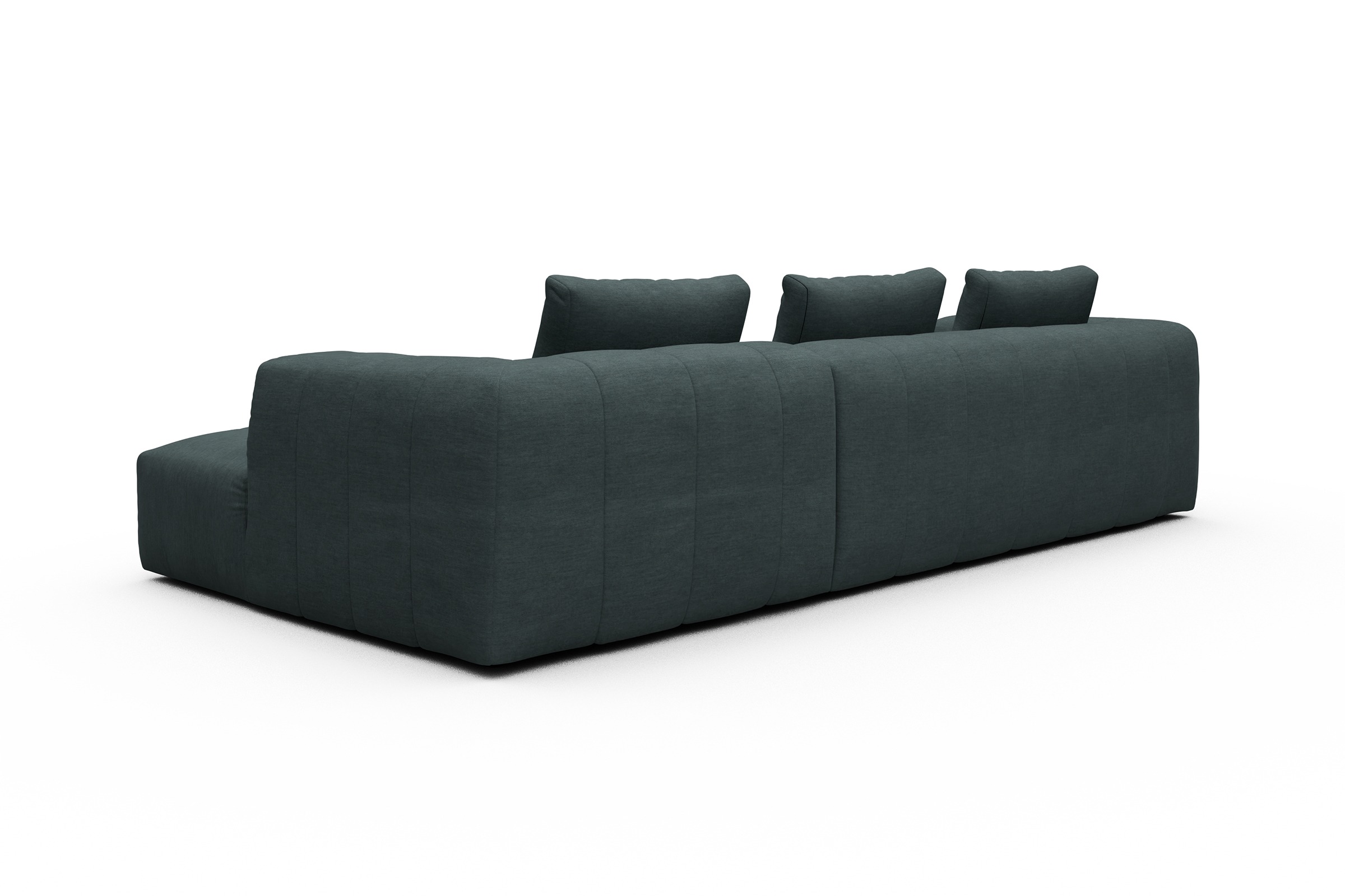 Ecksofa Hugo 2,5-Sitzer Armlehne links mit Chaiselongue Vivus-Blue