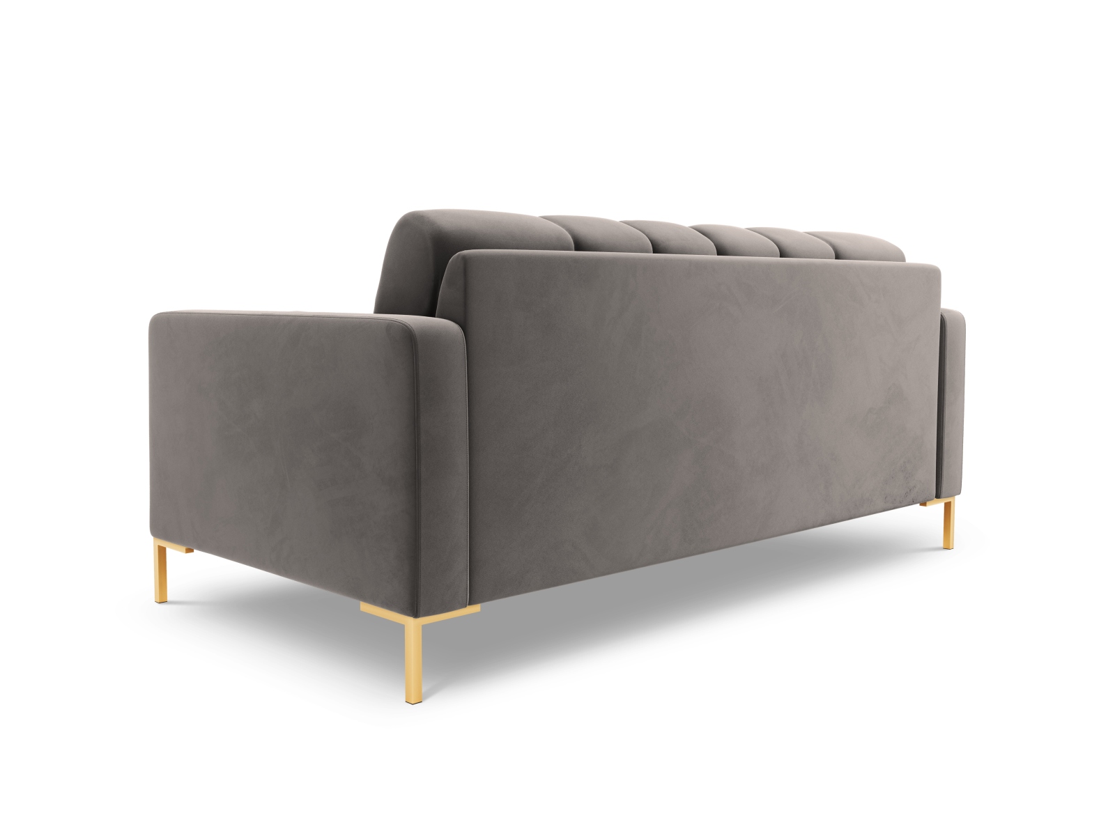 Cosmopolitan Design Sofa Bali 2-Sitzer Samt Bluvel Hellgrau Beine Gold