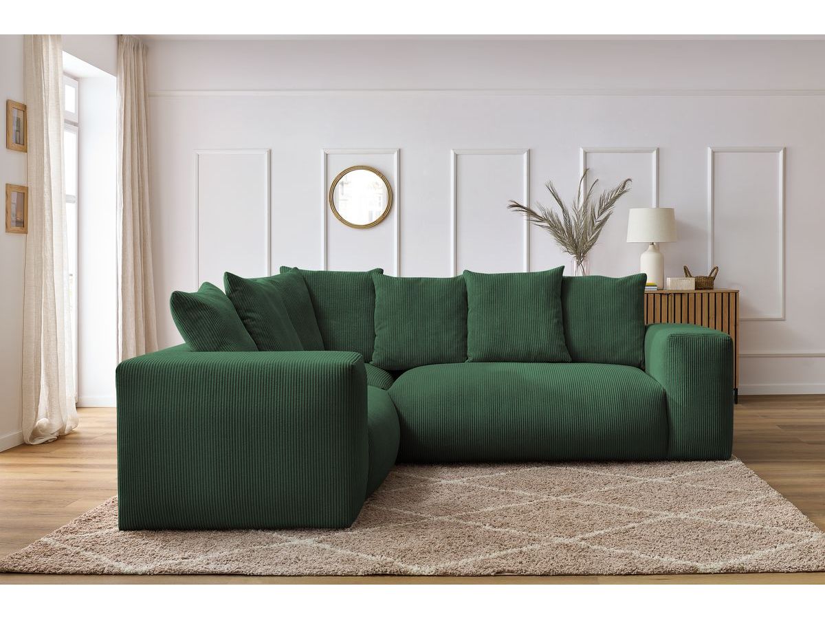 Bobochic Voltaire Ecksofa 268 × 214 cm Cordsamt Grün Ecke links