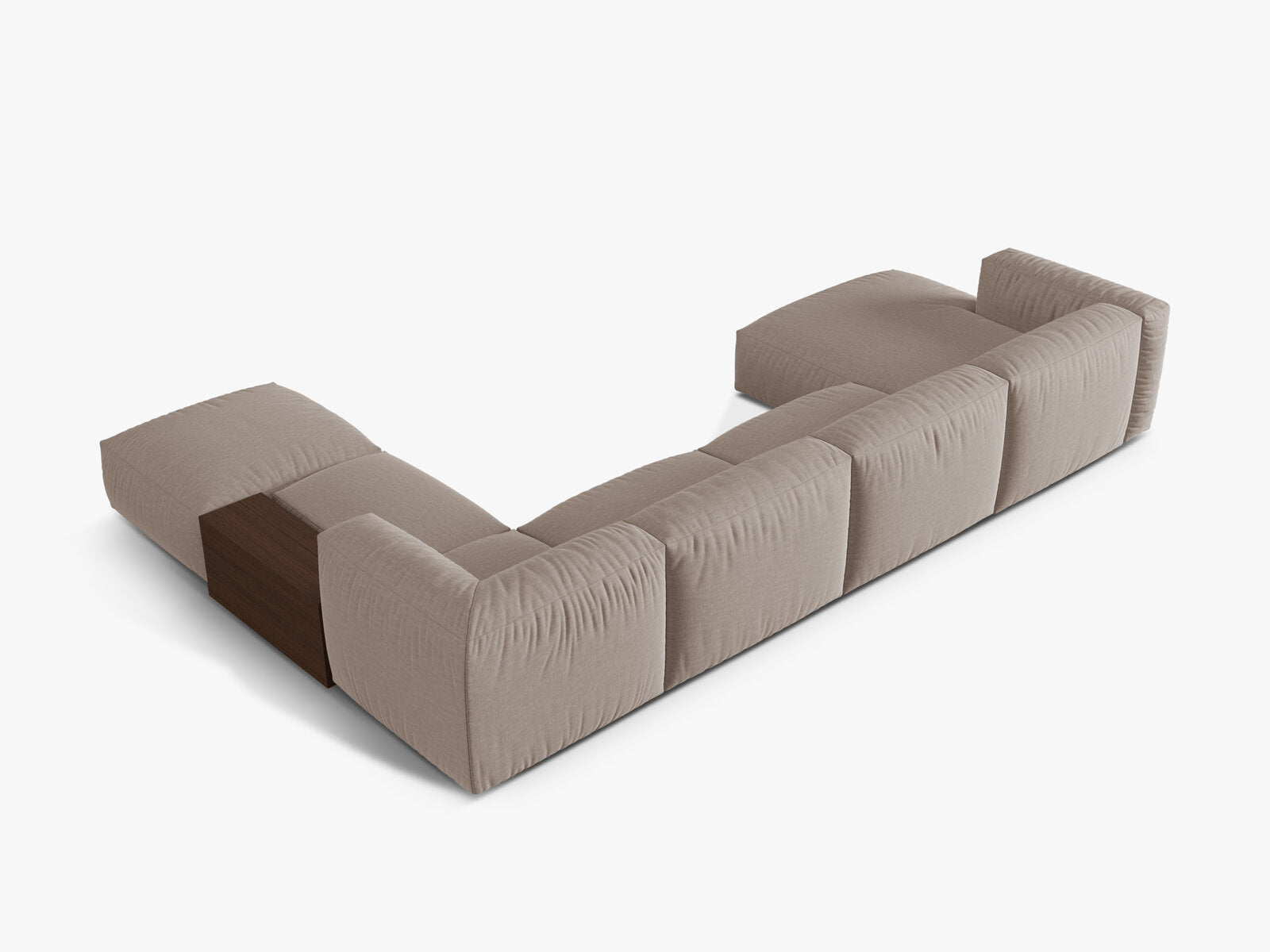 Micadoni Panorama-Ecksofa Martina 5-Sitzer Rechts Strukturierter Stoff Dunkelbeige