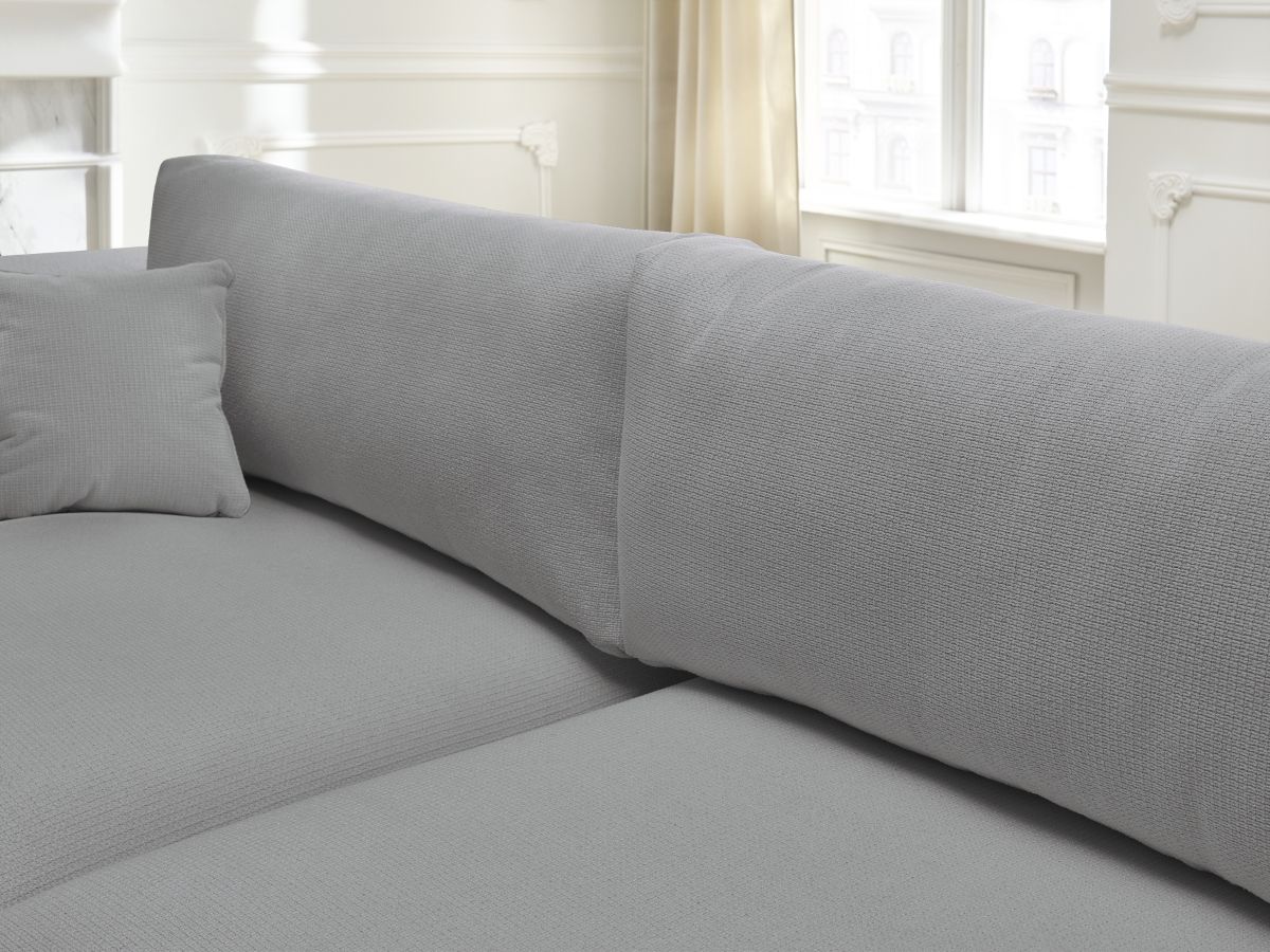 Bobochic Ezechiel Schlafsofa 3-Sitzer mit Bettkasten Melange-Stoff Hellgrau