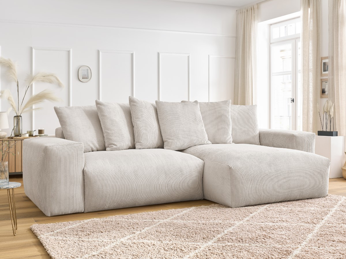 Bobochic Voltaire Ecksofa 310 × 174 cm Cordsamt Beige
