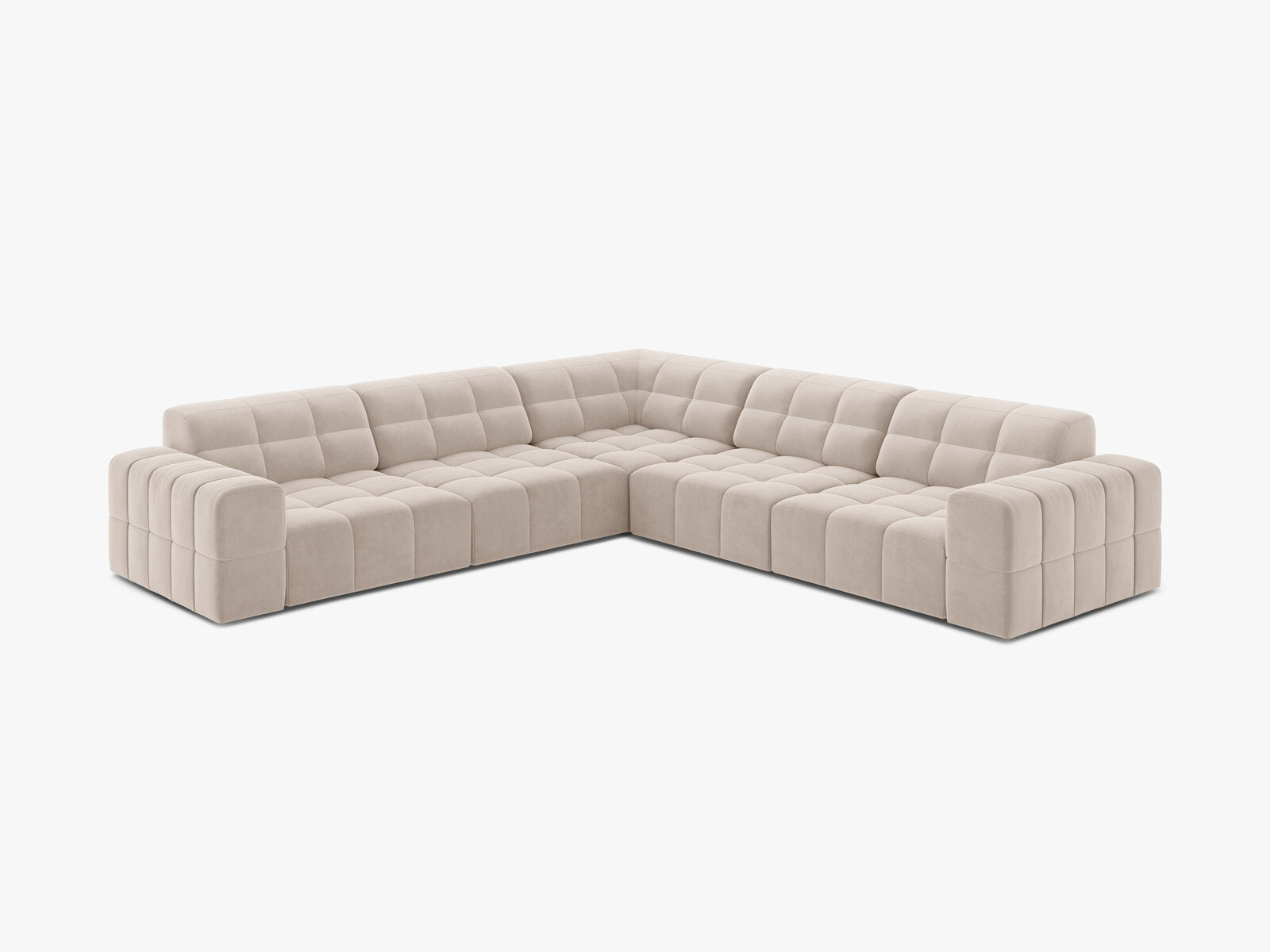 Micadoni Jennifer Modulares Ecksofa 7-Sitzer Samt Venus Helles Beige