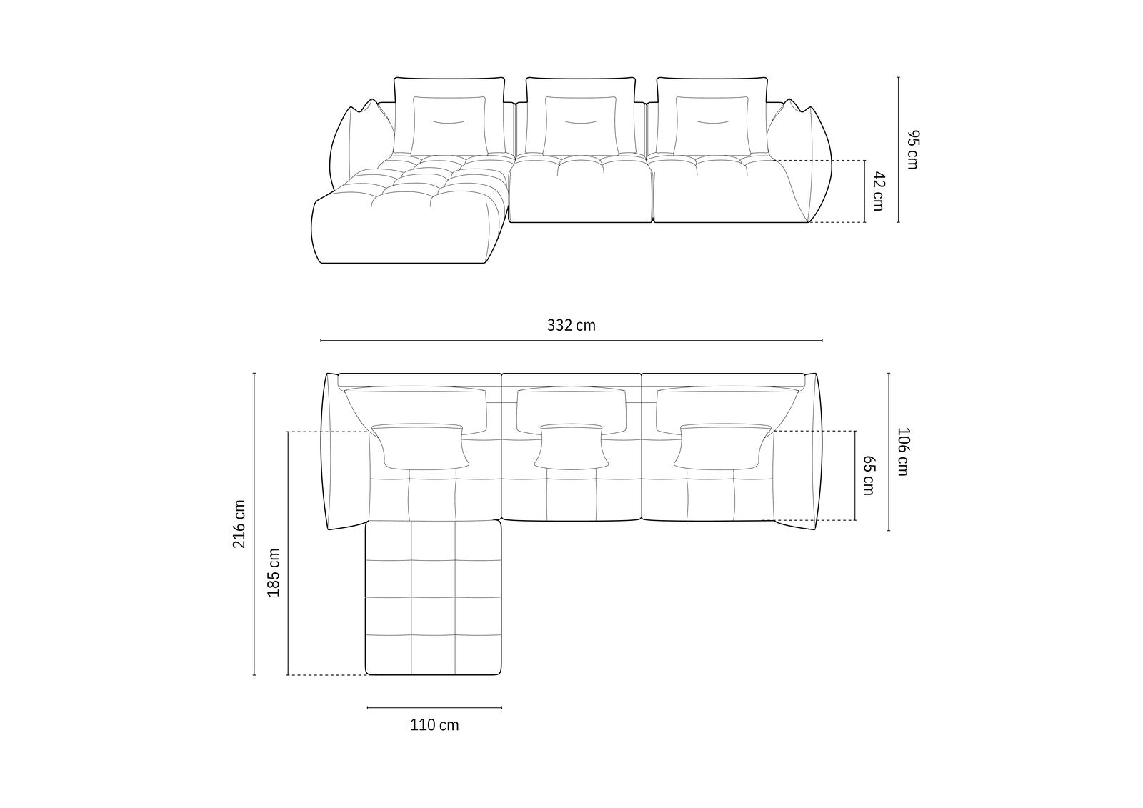 Micadoni Ecksofa Bloom 2-Sitzer Samt Ecru