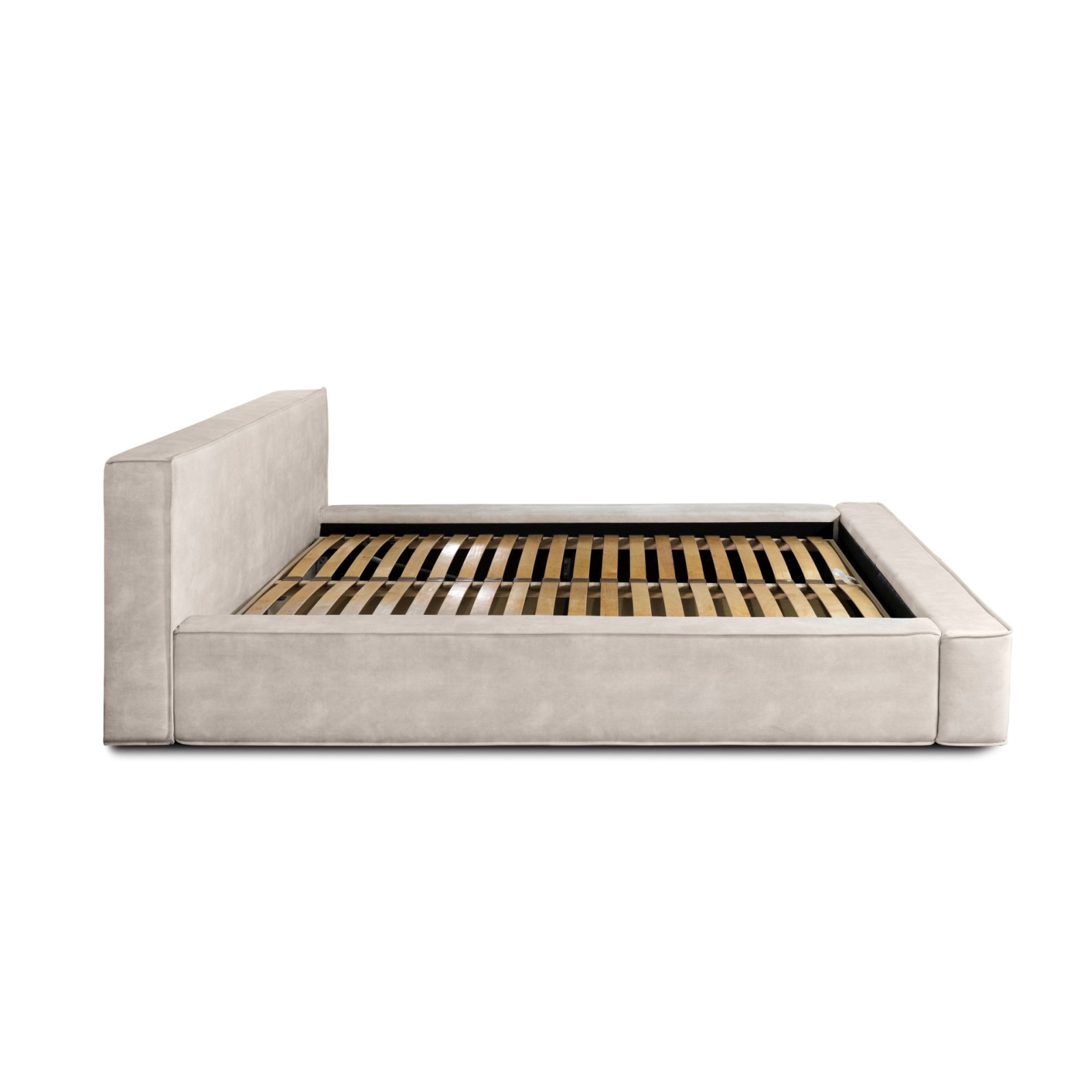 Polsterbett Delano Samtstoff 140x200 mit Metallrahmen Macau Sand