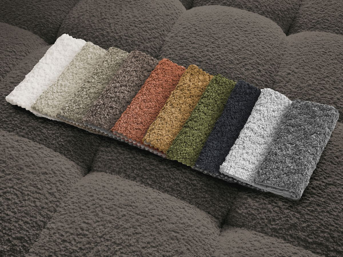 Bobochic Anis Sofa 5-Sitzer mit Pouf Bouclé-Stoff Braun