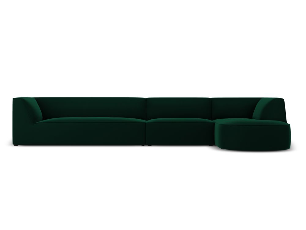Cosmopolitan Design Ecksofa Siena 5-Sitzer abgerundet Samt Salvador Flaschengrün Rechts