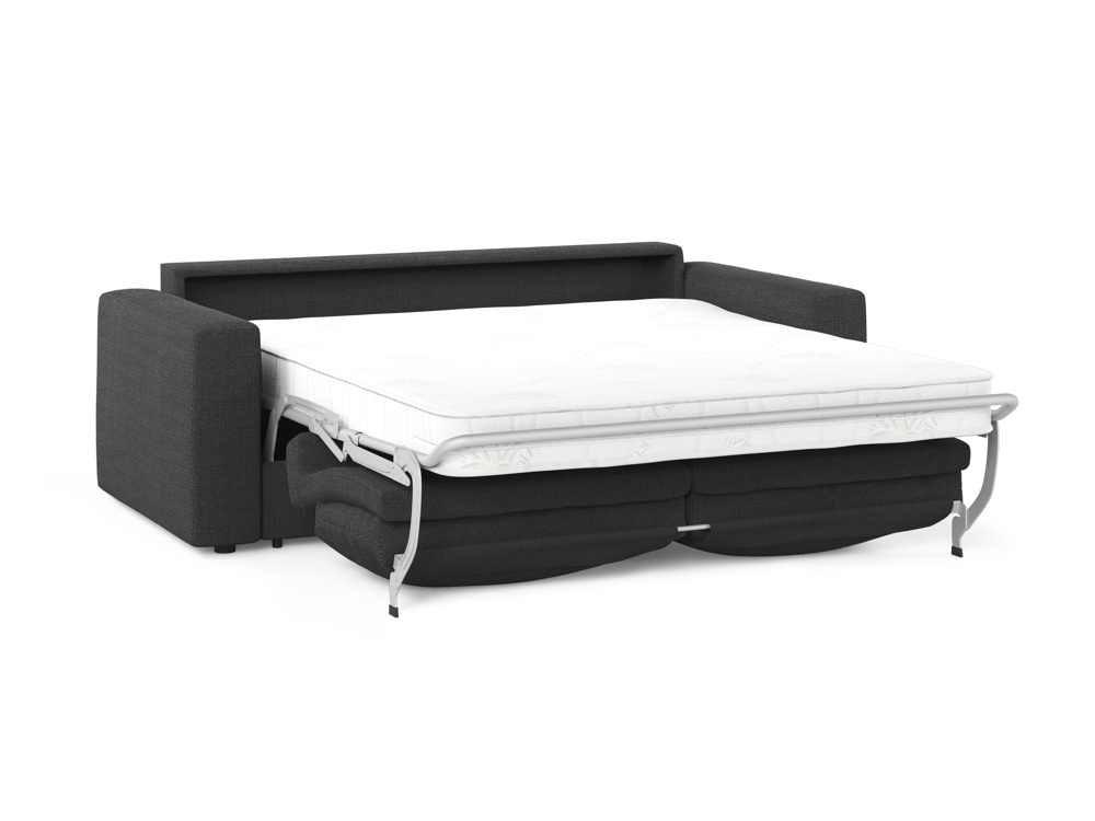 Cosmopolitan Design Schlafsofa Grena 3-Sitzer mit Bettkasten Strukturierter Stoff Babel Schwarz