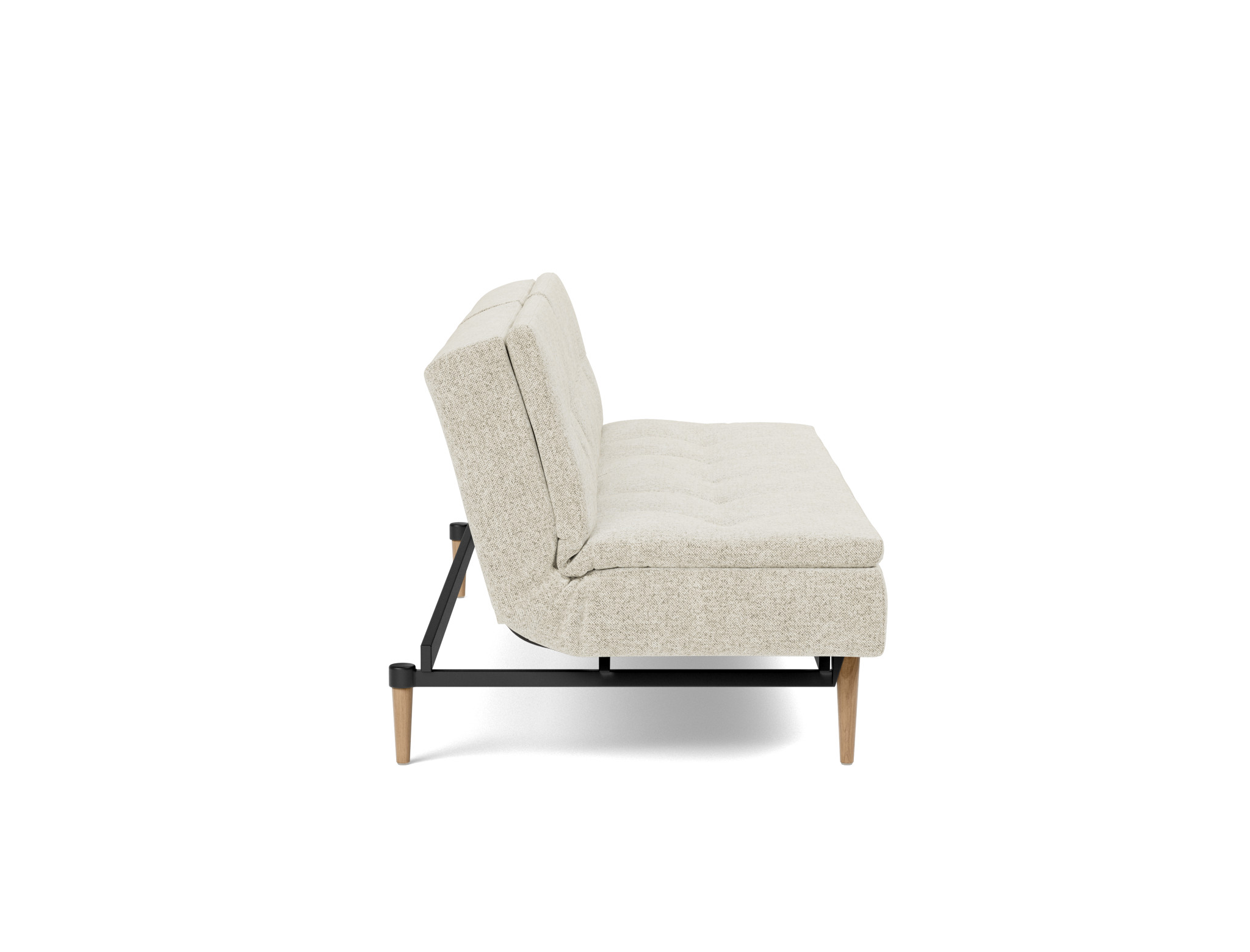 Schlafsofa Dublexo Strukturierter Stoff Taura 357-Off-White Beine Styletto Eiche hell