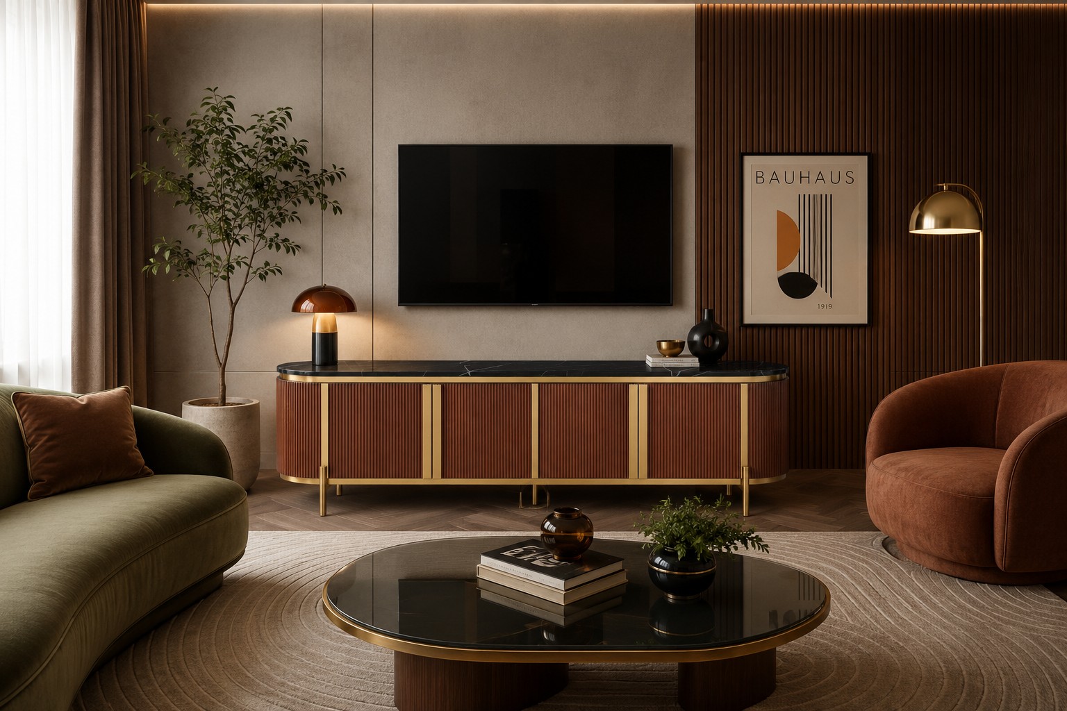 Livin Hill TV-Kommode Stilig 200 × 40 × 60 cm Kastanie, Platte Schwarz