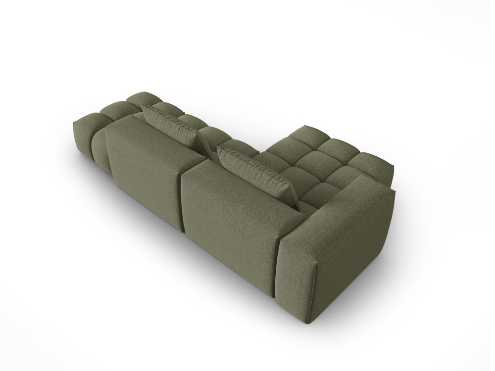 Cosmopolitan Design Ecksofa Verona 4-Sitzer offen Strukturierter Stoff Sorella Dunkles Olivgrün Links