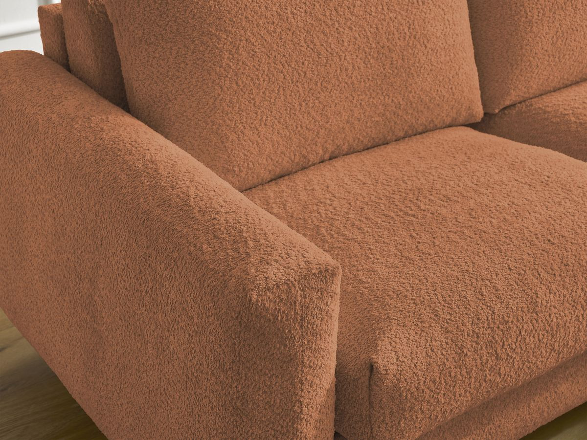 Bobochic Cocoone Schlafsofa 3-Sitzer Bouclé-Stoff Orange, Liegefläche 140 × 200 cm