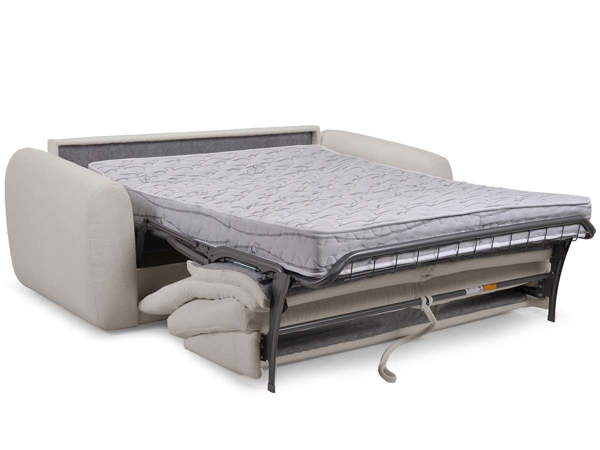Bobochic Minorque Schlafsofa 2,5-Sitzer Chenille Weiß, Liegefläche 140 × 200 cm