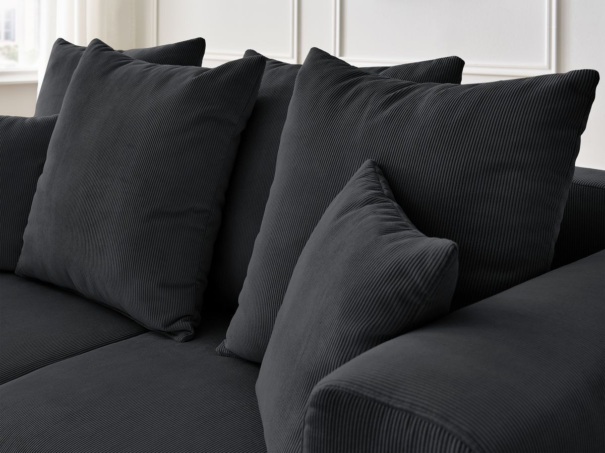 Bobochic Sidonie Sofa 5-Sitzer Cordsamt Schwarz