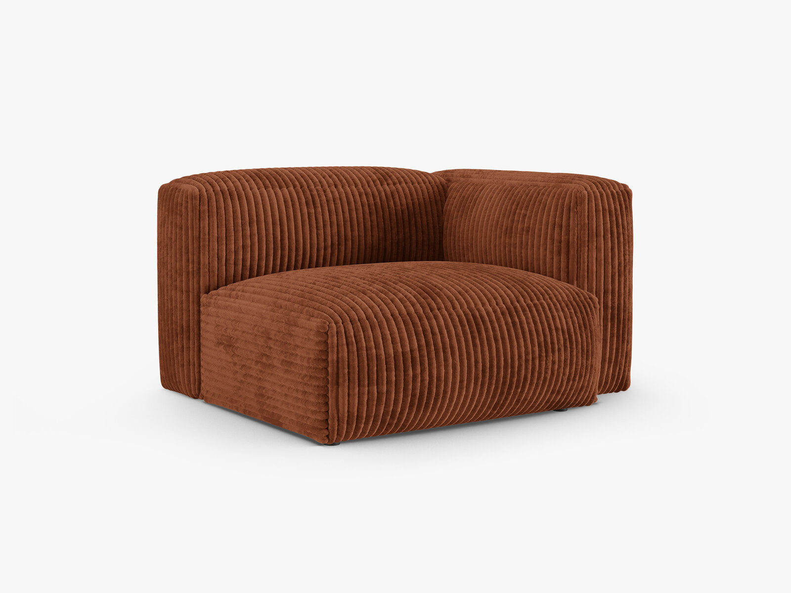 Micadoni Eckmodul mit Armlehne Martina 1-Sitzer 90cm Sitztiefe Rechts Kord Tilia Ziegel