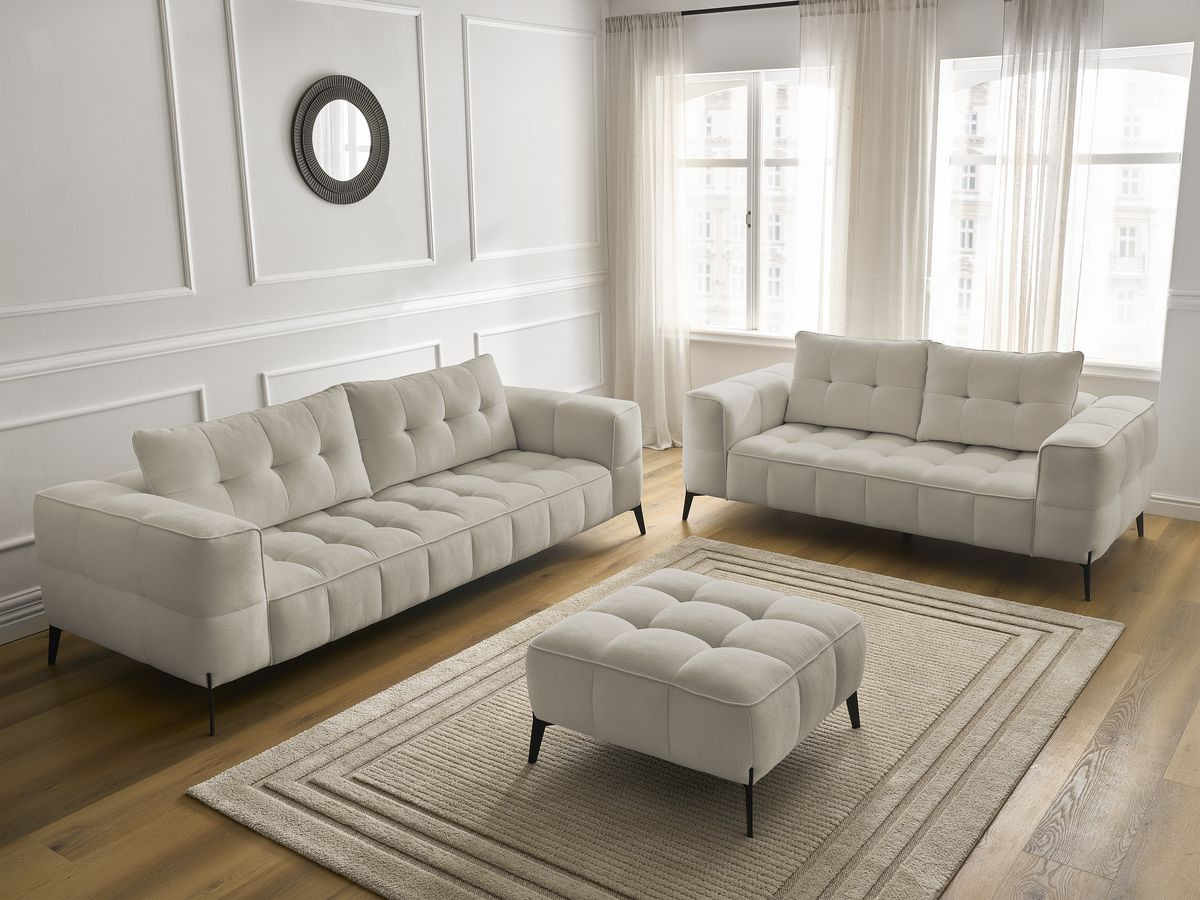 Bobochic Anis Sofa-Set 3- und 2-Sitzer mit Pouf Strukturstoff Beige