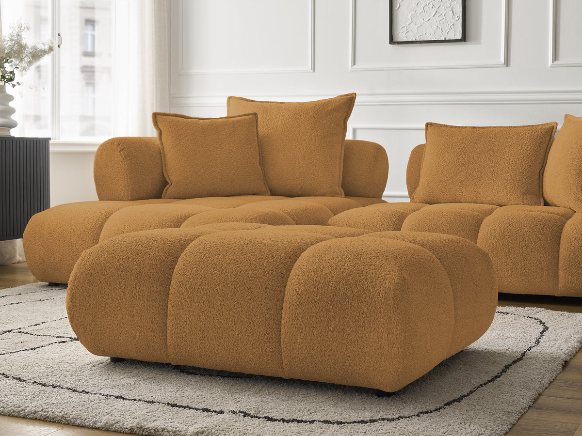 Bobochic Alya Ecksofa mit Pouf Bouclé-Stoff Gelb Ecke links