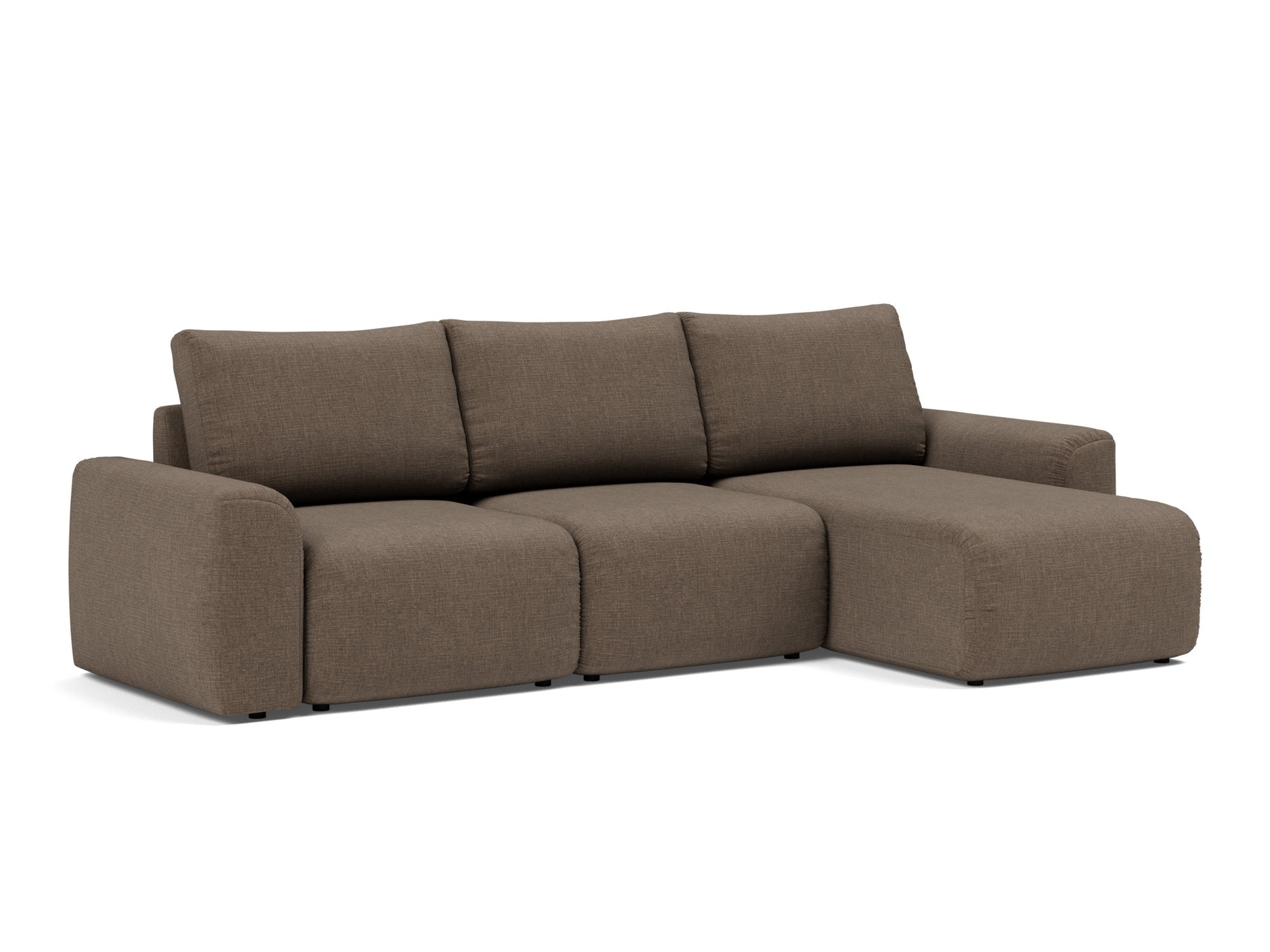 Schlafsofa Norum mit Chaiselongue und Chunky-Armlehnen Chenille Esina 411-Cedar-Brown