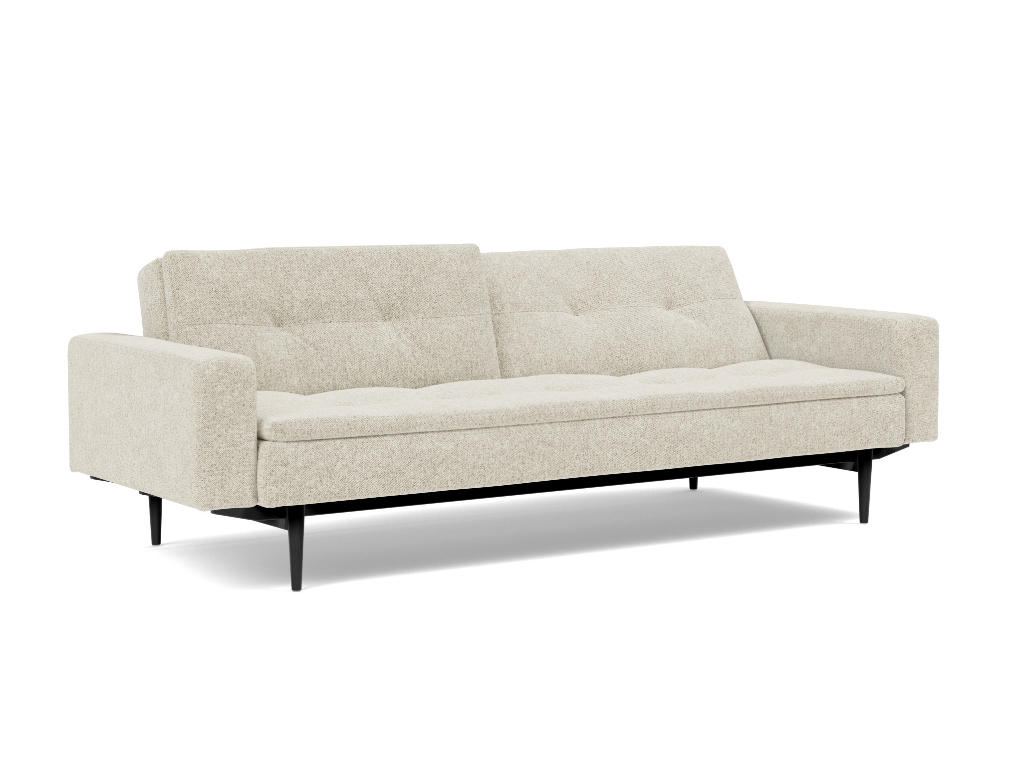 Schlafsofa Dublexo mit Armlehnen Strukturierter Stoff Taura 357-Off-White Beine Styletto Eiche schwarz