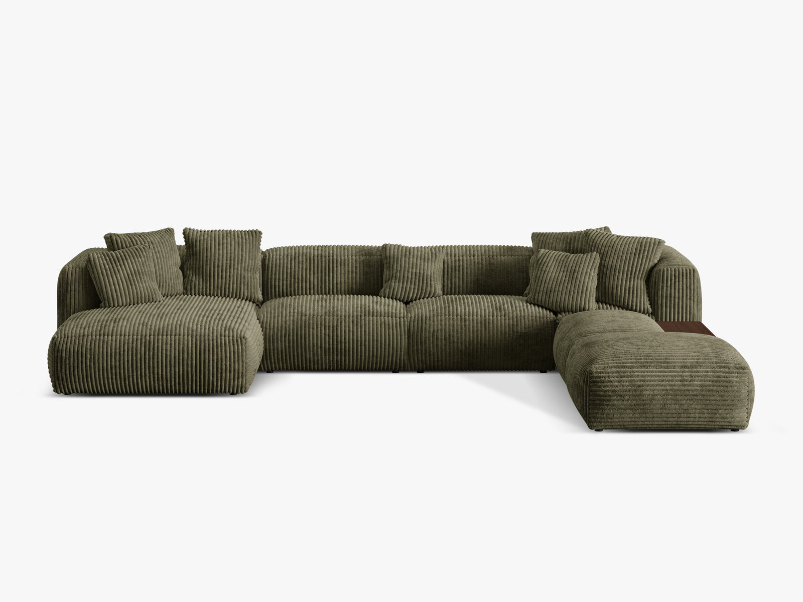 Micadoni Panorama-Ecksofa Martina 5-Sitzer Rechts Kord Moßgrün