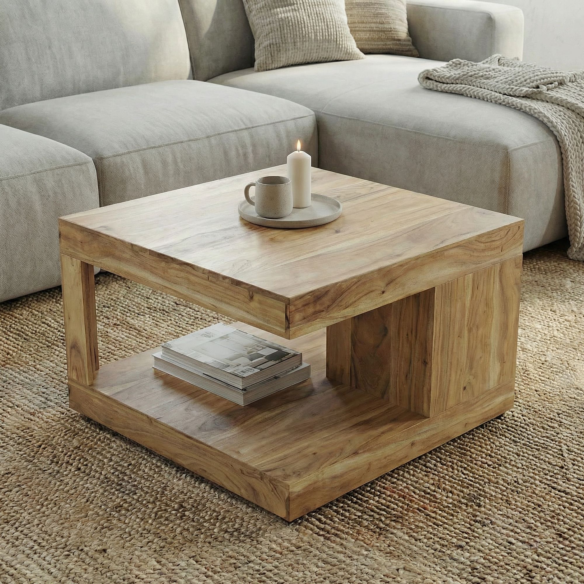 Couchtisch Valldal Massivholz Akazie 60 × 60 × 39,5 cm