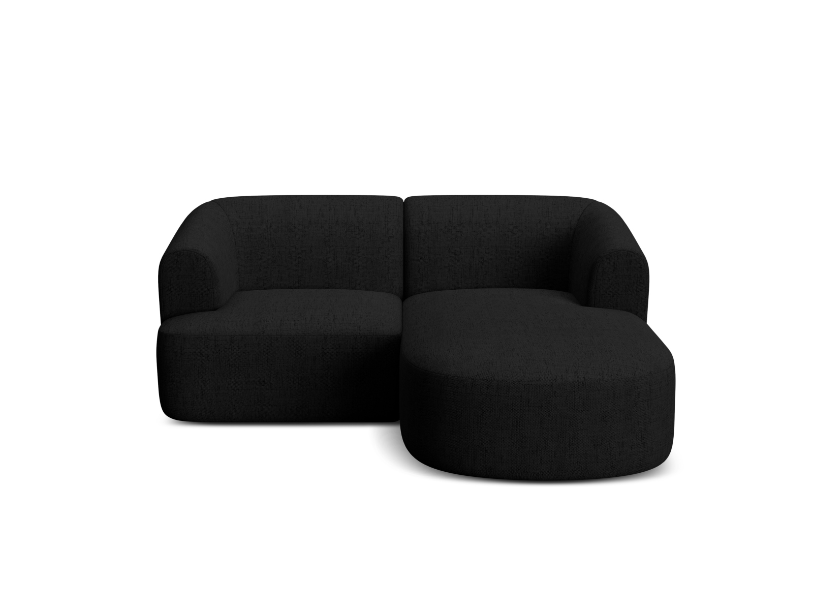 Cosmopolitan Design Ecksofa Campi 3-Sitzer Strukturierter Stoff Moly Schwarz Rechts