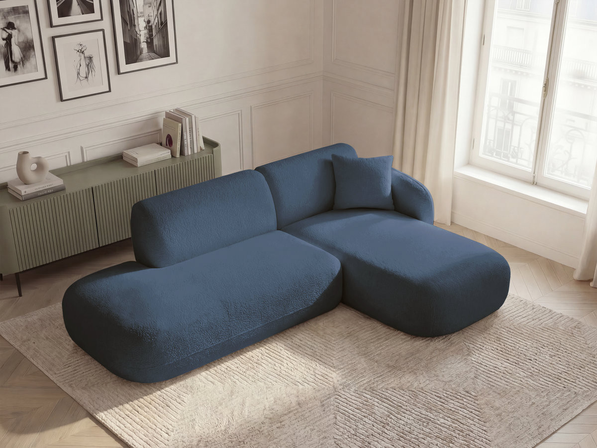 Bobochic Anda Ecksofa 241 × 163 cm Chenille Dunkelblau Ecke rechts