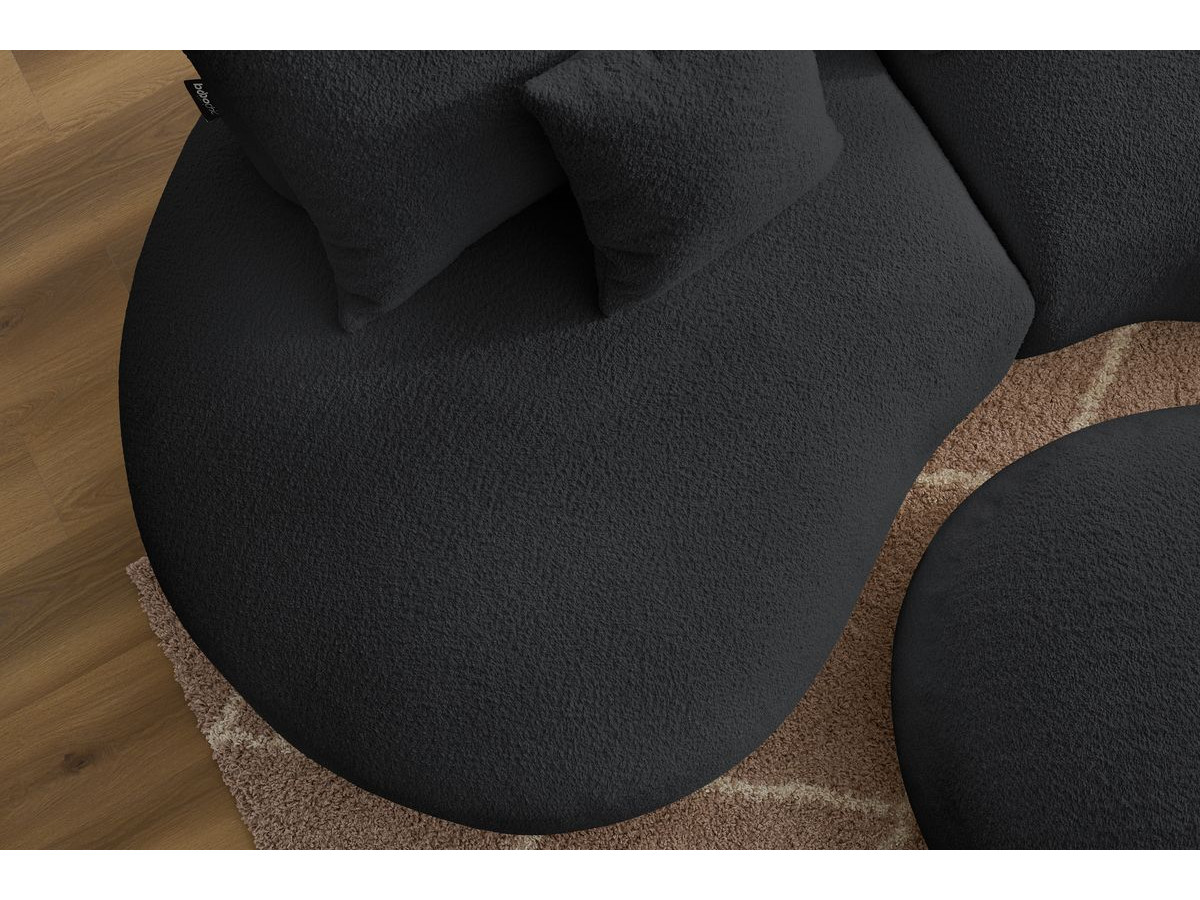 Bobochic Saint-germain Sofa 5-Sitzer mit Pouf Bouclé-Stoff Dunkelgrau