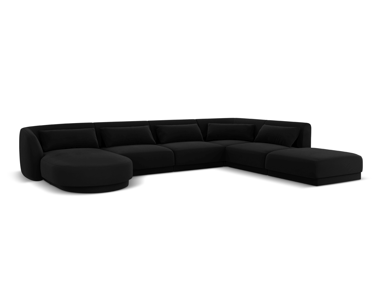 Cosmopolitan Design Panoramasofa Tulum 6-Sitzer Samt Bluvel Schwarz Rechts