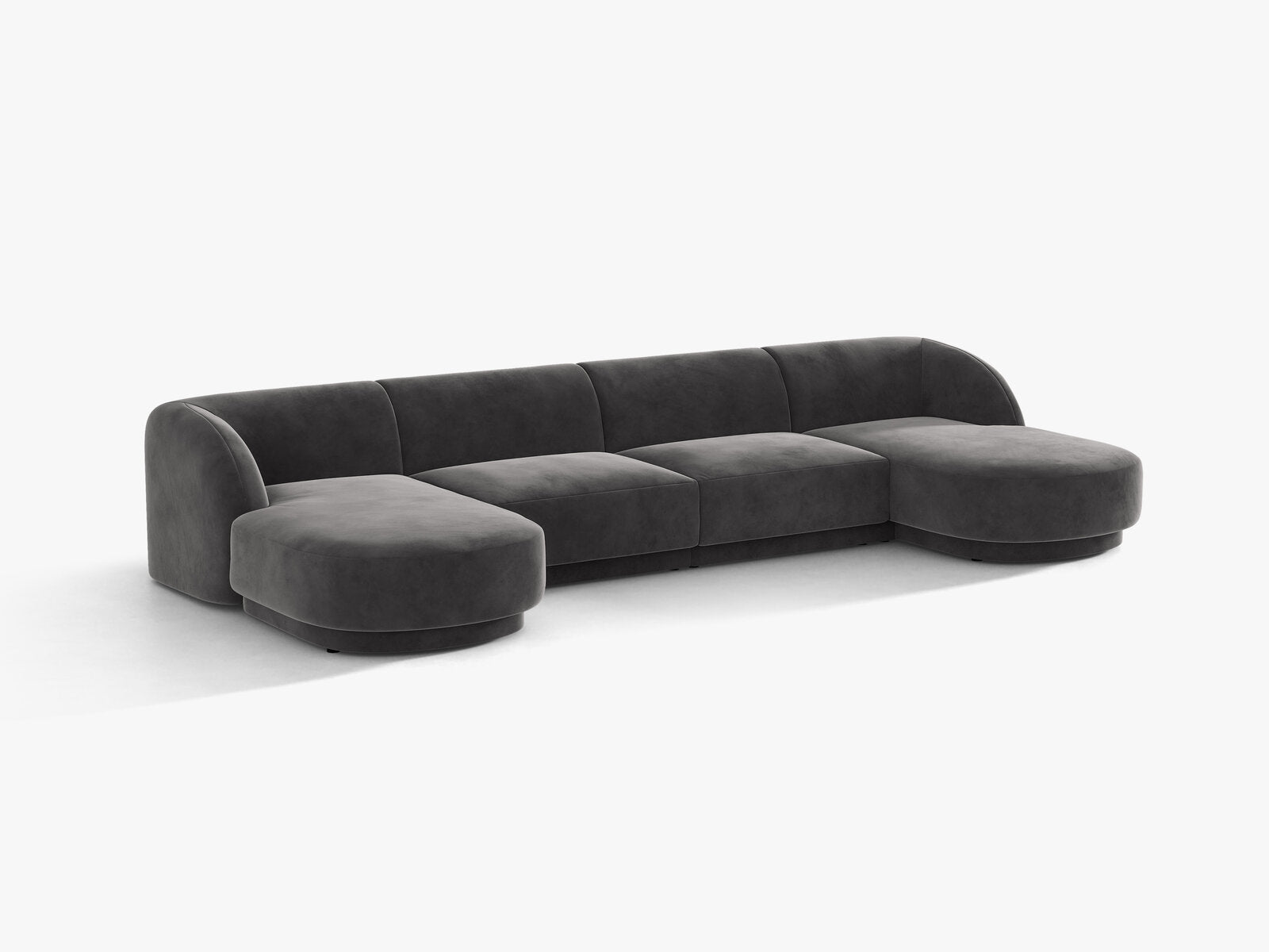 Micadoni Panorama-Sofa Miley 5-Sitzer Samt Bluvel Grau