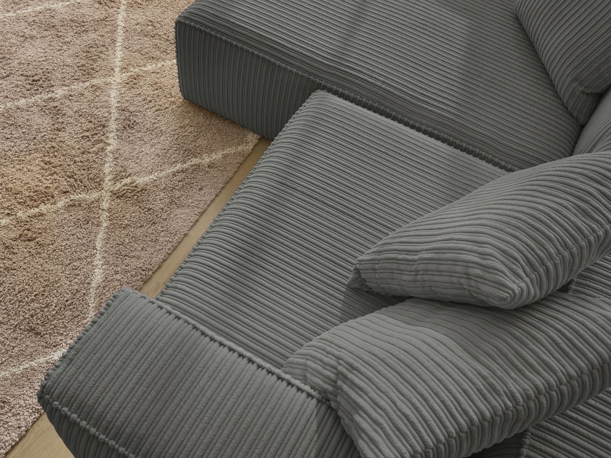 Bobochic Nina Ecksofa Cordsamt Dunkelgrau Ecke links