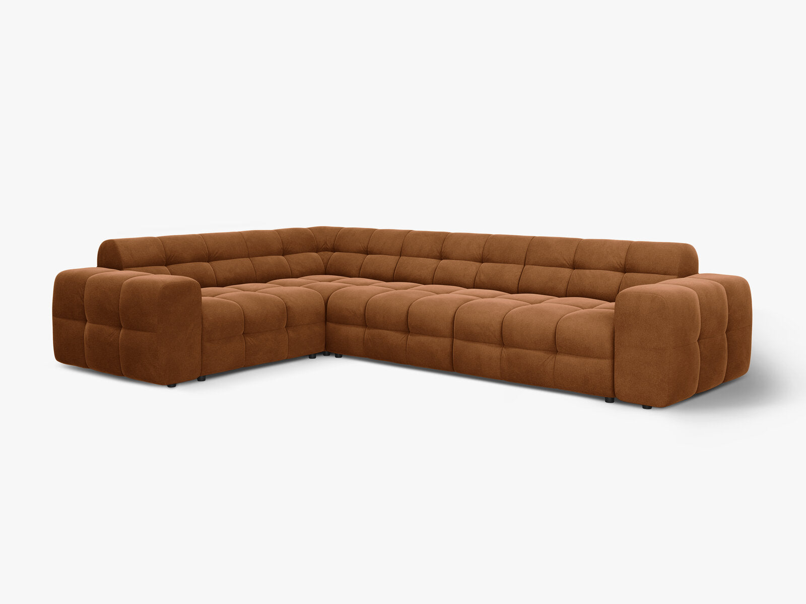 Micadoni Ecksofa Kendal 6-Sitzer Links Samt Kamel