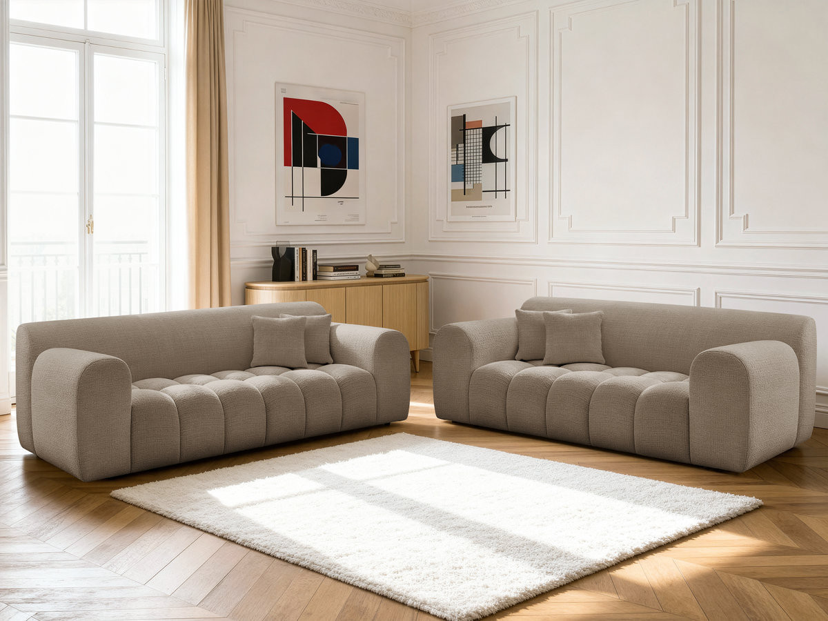 Bobochic Melisse Sofa 5-Sitzer Strukturstoff Taupe