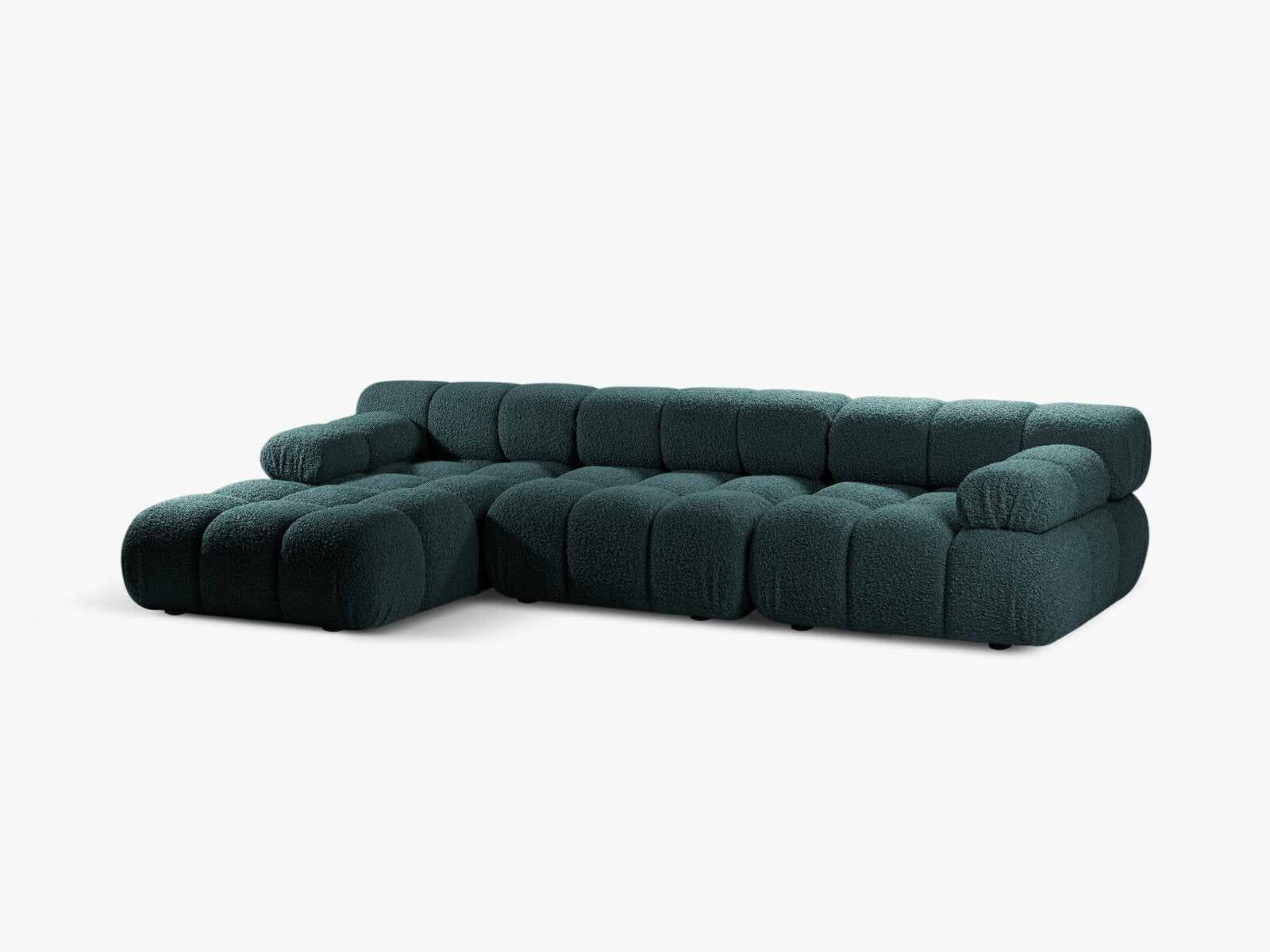 Micadoni Modulares Ecksofa Bellis 4-Sitzer Links Boucle Rolf Petrol