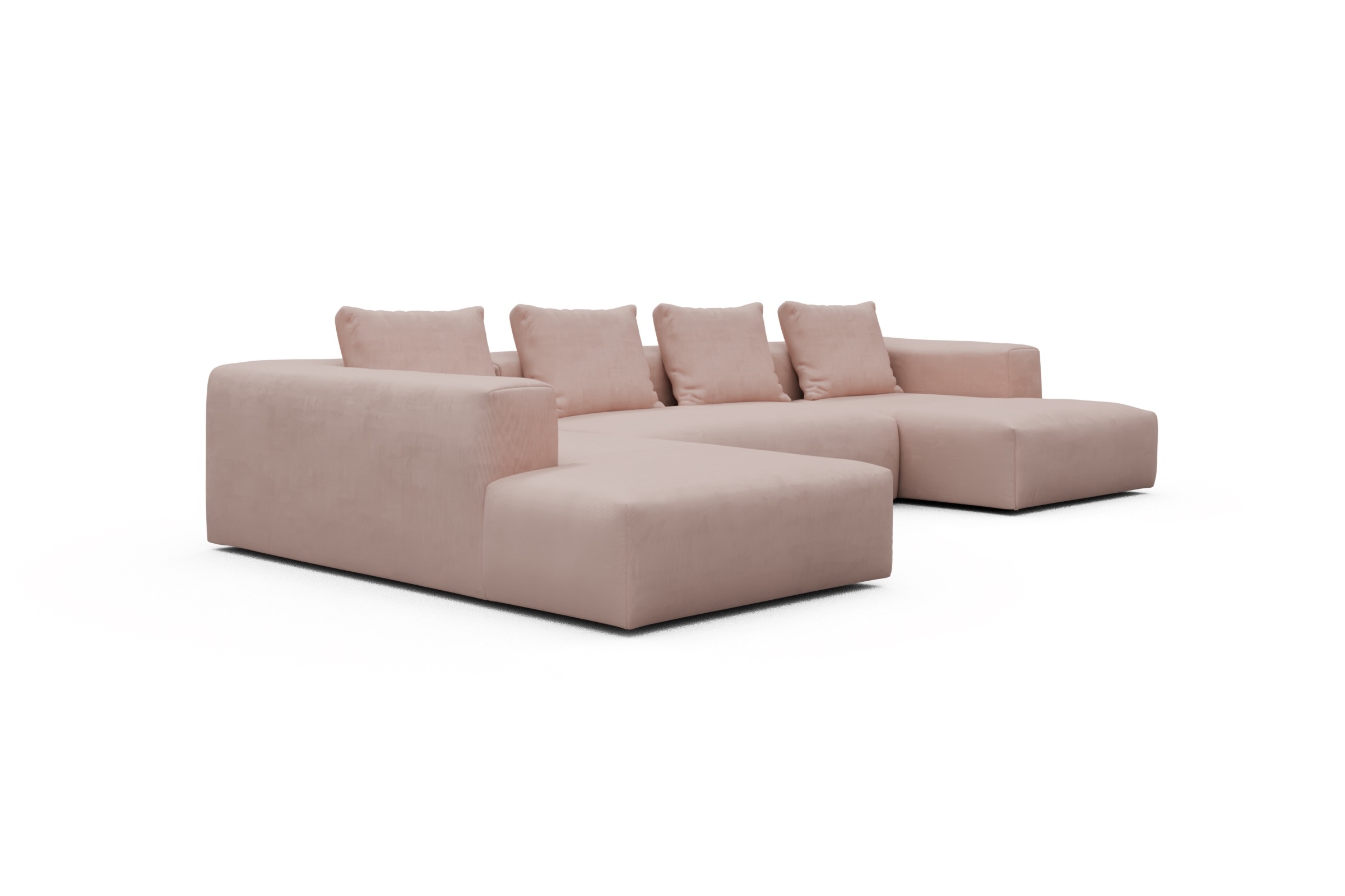 Wohnlandschaft Fred Relax-Ecke links mit 2-Sitzer und Chaiselongue rechts Cordufine-Blush