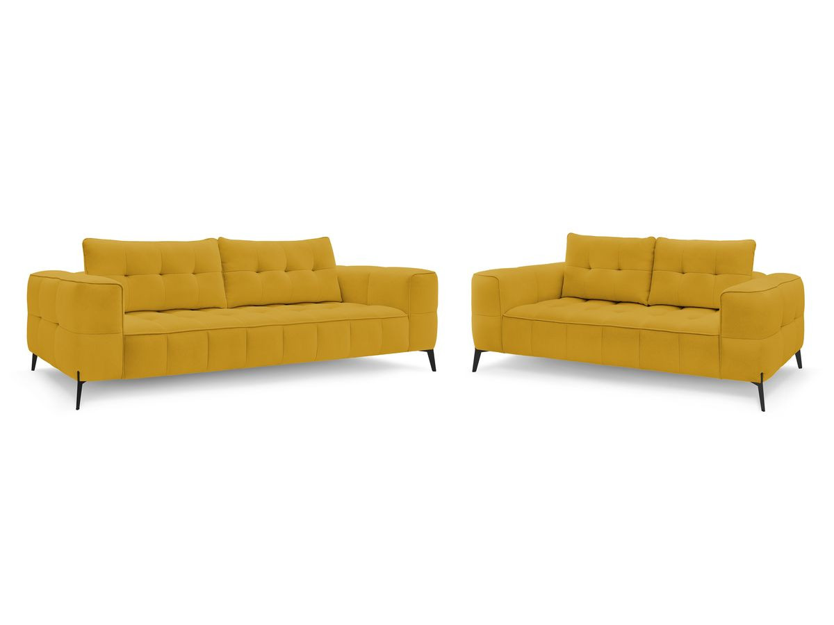 Bobochic Anis Sofa-Set 3- und 2-Sitzer Strukturstoff Gelb