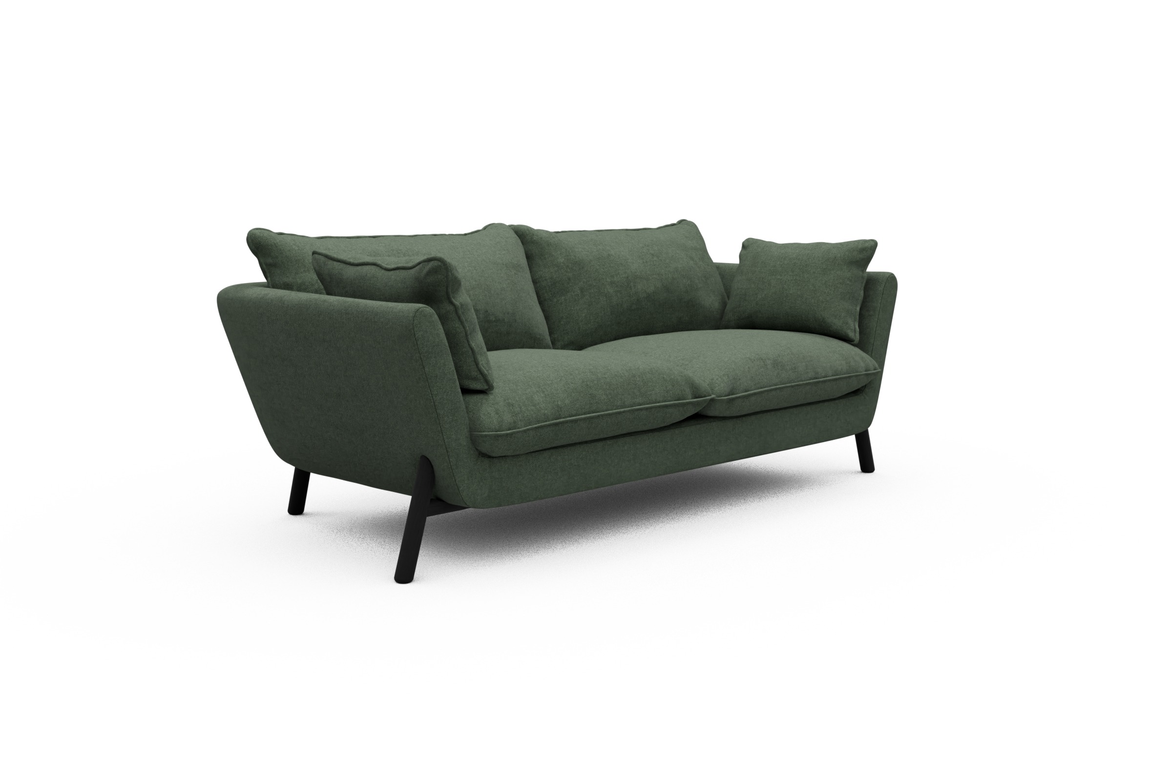 Sofa Emil PREMIUM 2-Sitzer Beinfarbe Eiche Schwarz Casone-Forest-Green